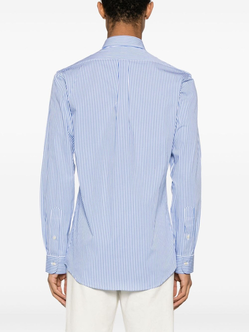 embroidered-logo striped shirt 4