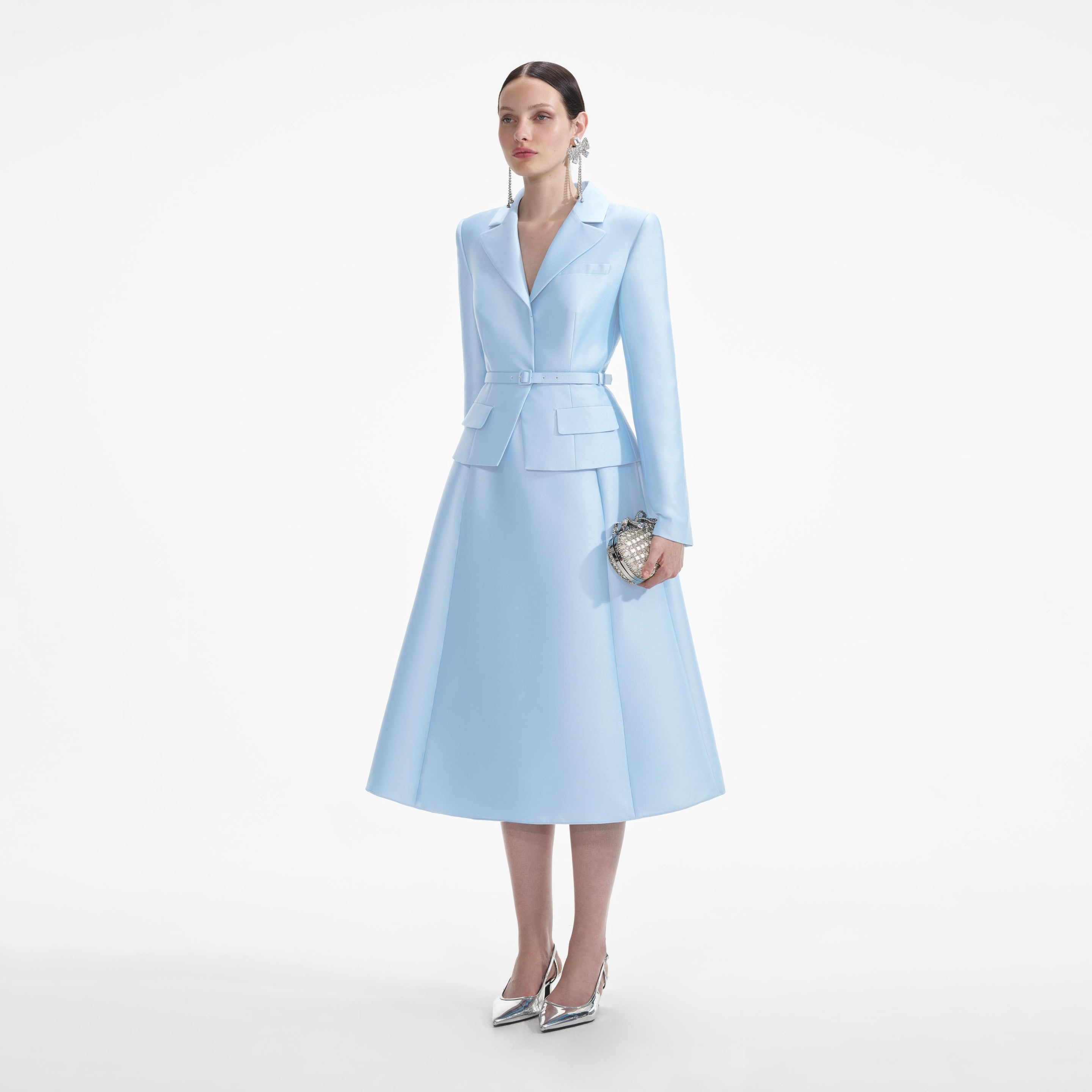 オールインワン・サロペット Self-Portrait Blue Taffeta Midi Dress self-portrait Blue Tailored Taffeta Midi Dress | REVERSIBLE
