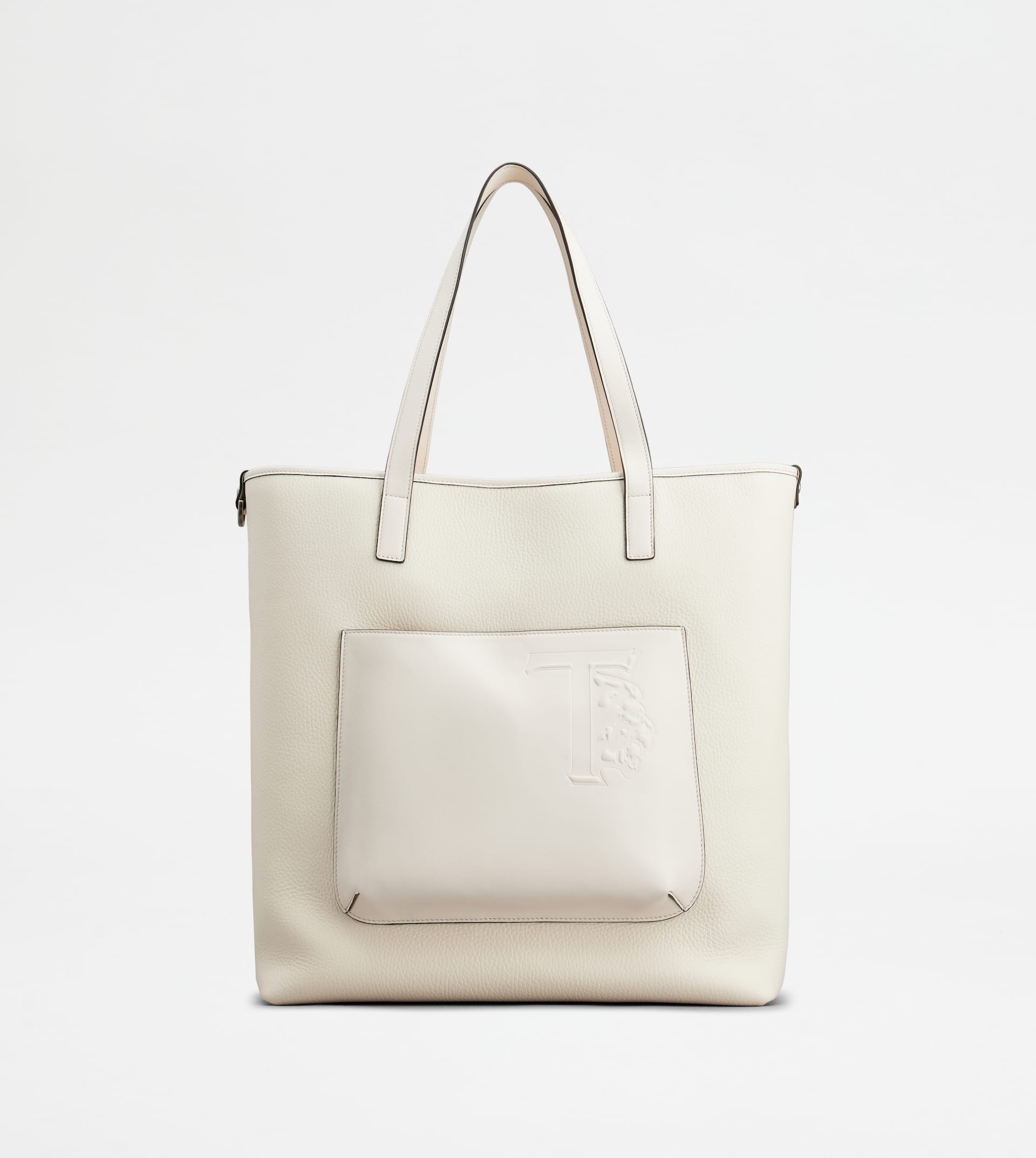 SHOPPING BAG IN LEATHER MEDIUM - WHITE - 1