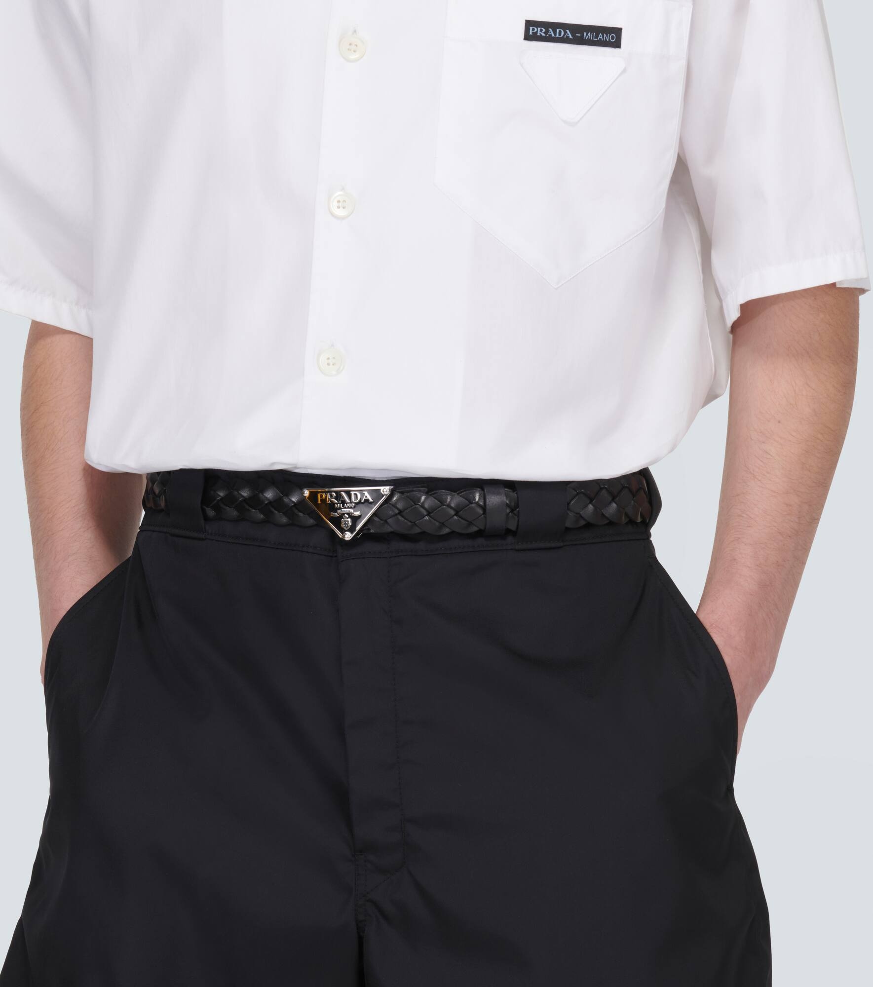 Logo woven leather belt - 3