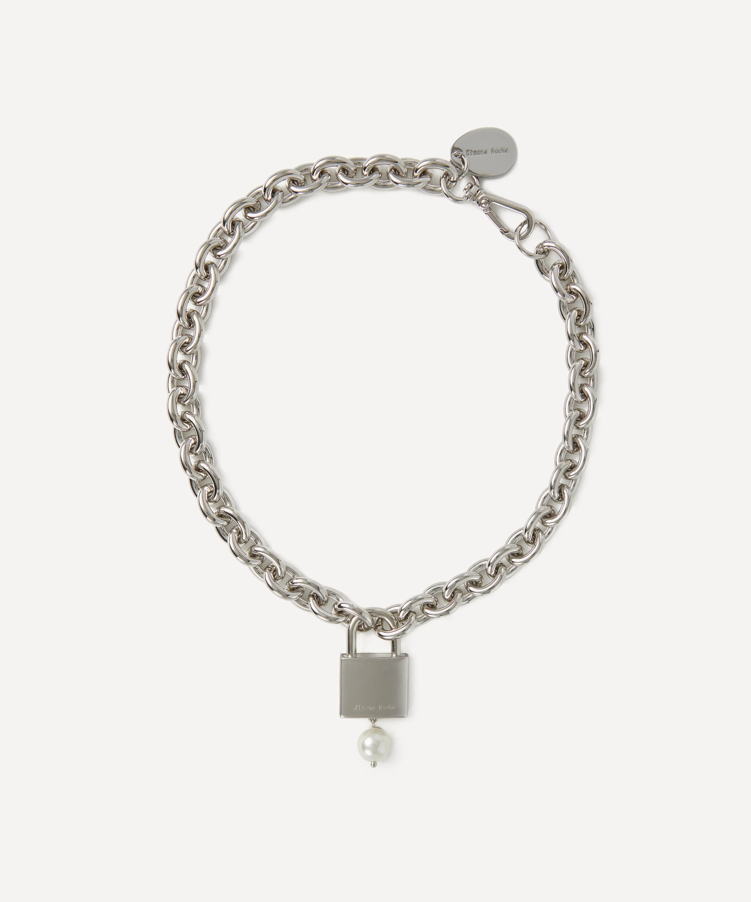 Pearl Padlock Chain Necklace - 1