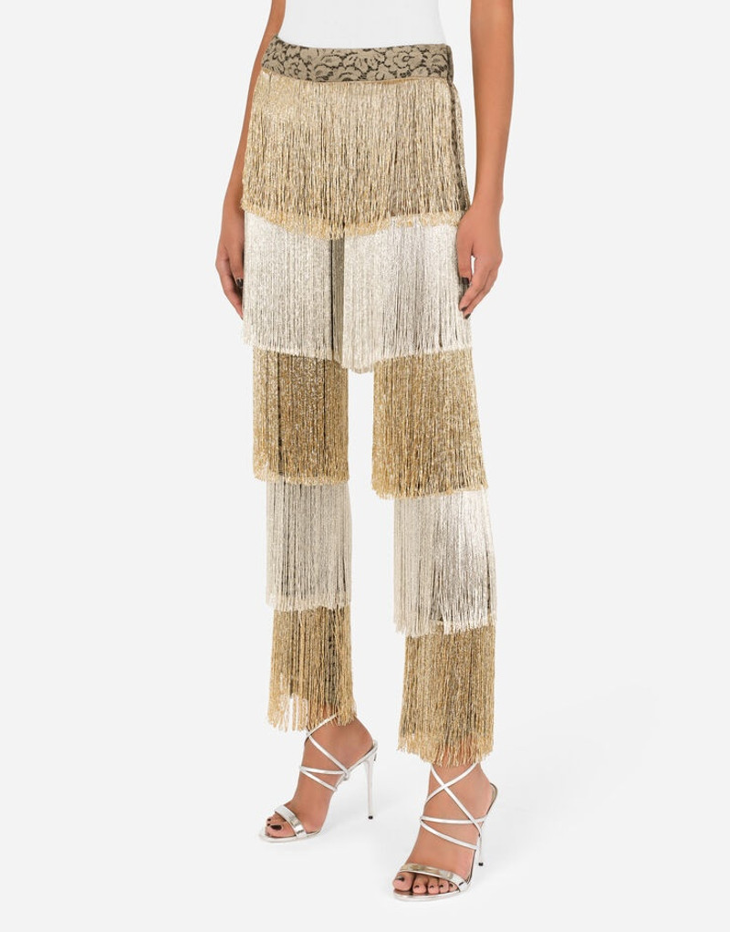 Lace pants with beaded fringing 4