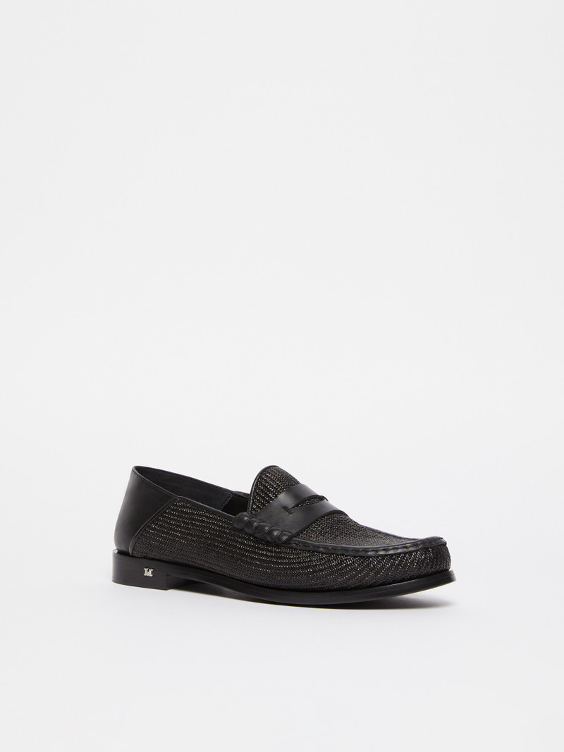Max Mara STRAWLOAFER Raffia-effect loafers outlook