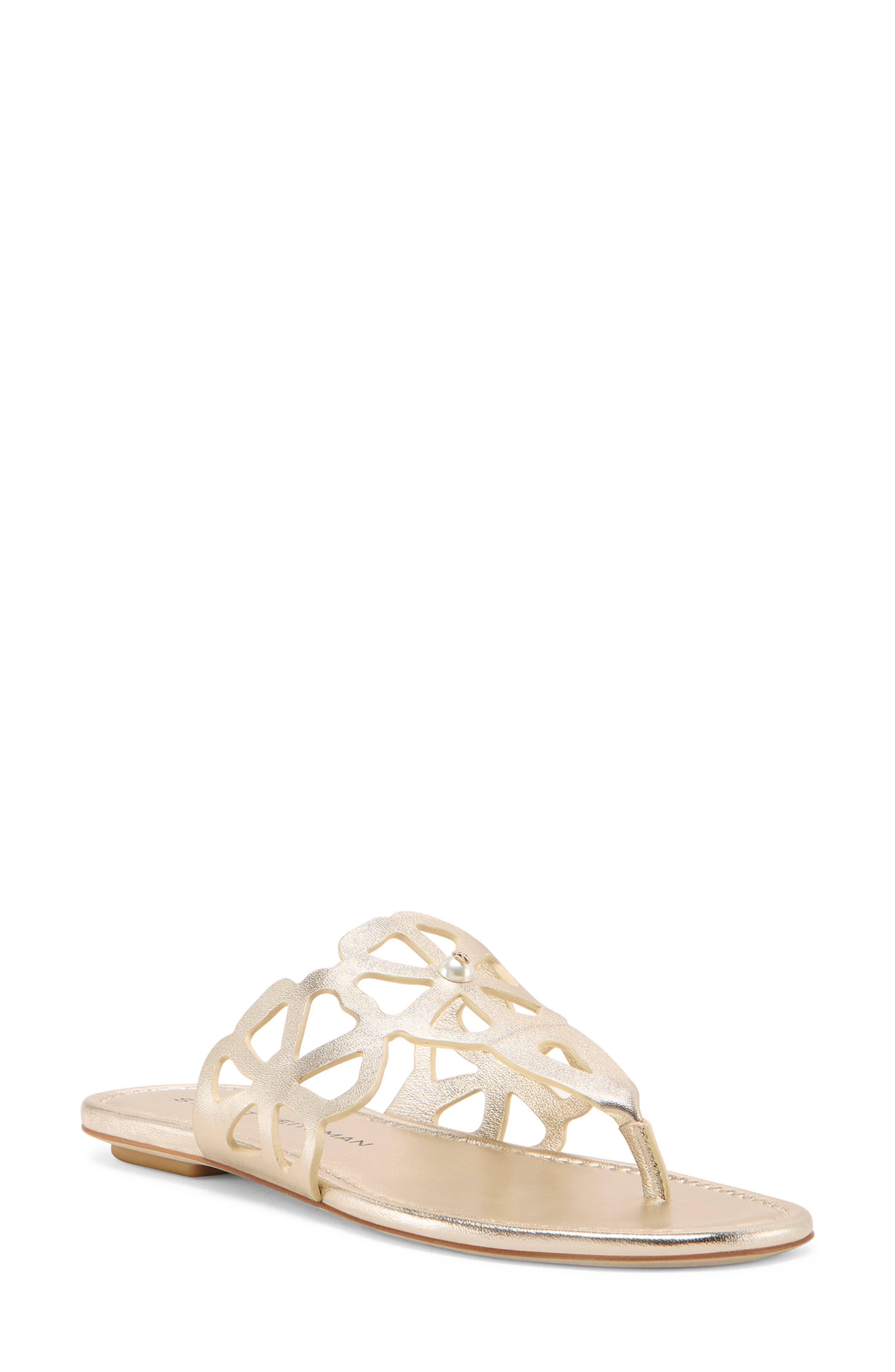 Stuart Weitzman Jasmine Cutout Sandal in Light Gold at Nordstrom - 1