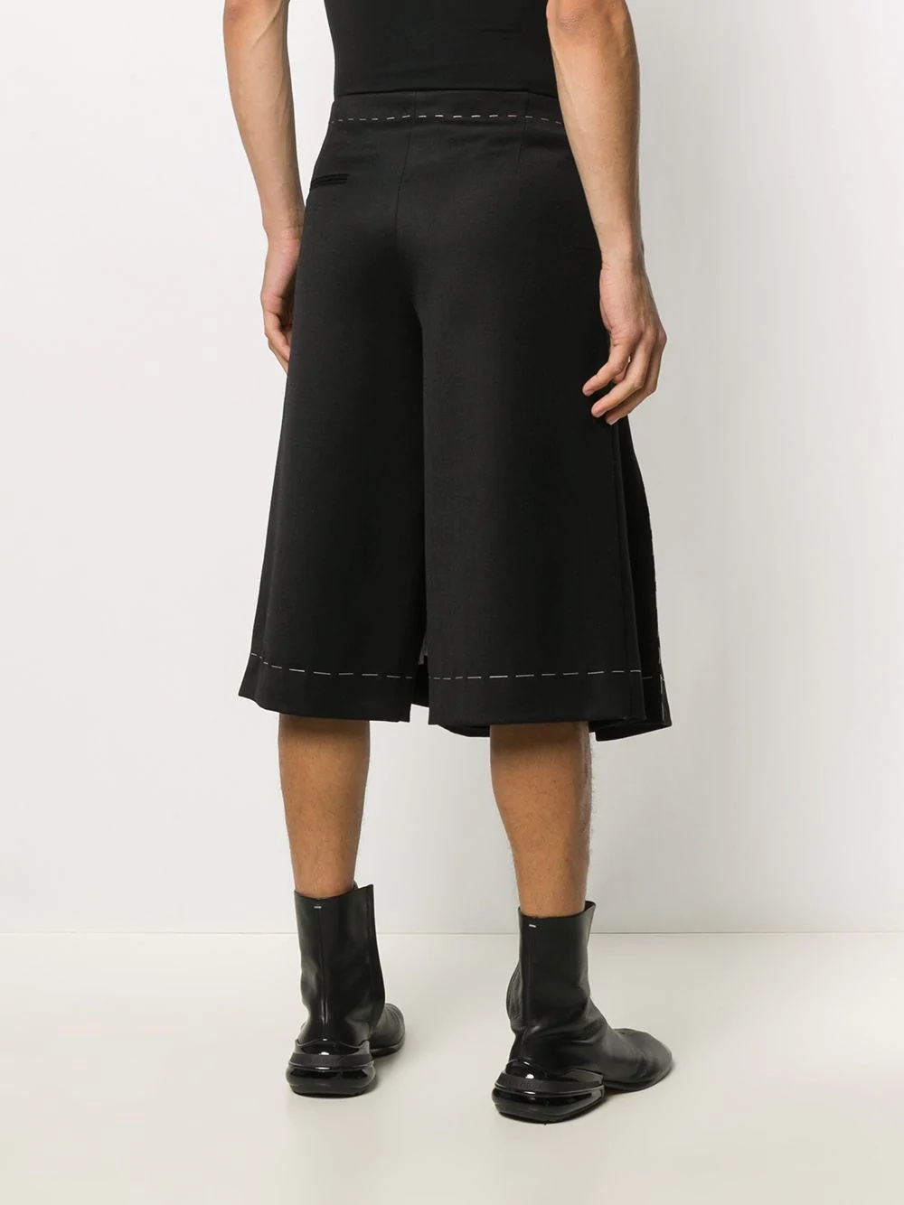 contrast-stitch pleated-panel culottes - 4