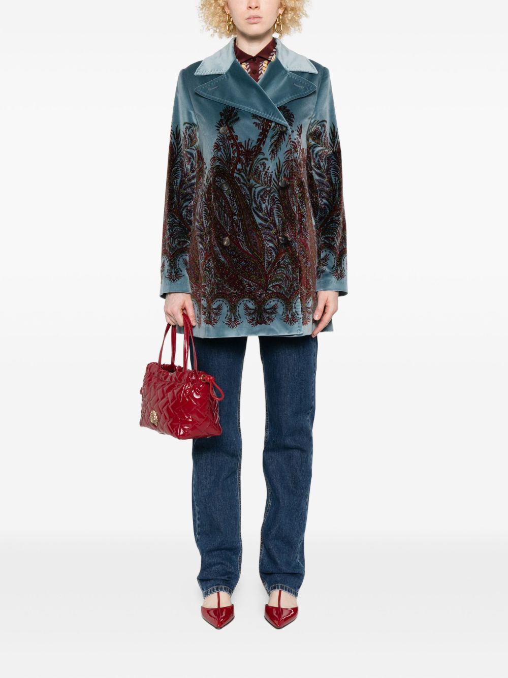 floral-print velvet jacket - 2