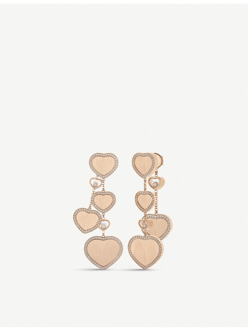 Chopard x 007 Happy Hearts Golden Hearts 18ct rose-gold and 0.31ct diamond earrings 1