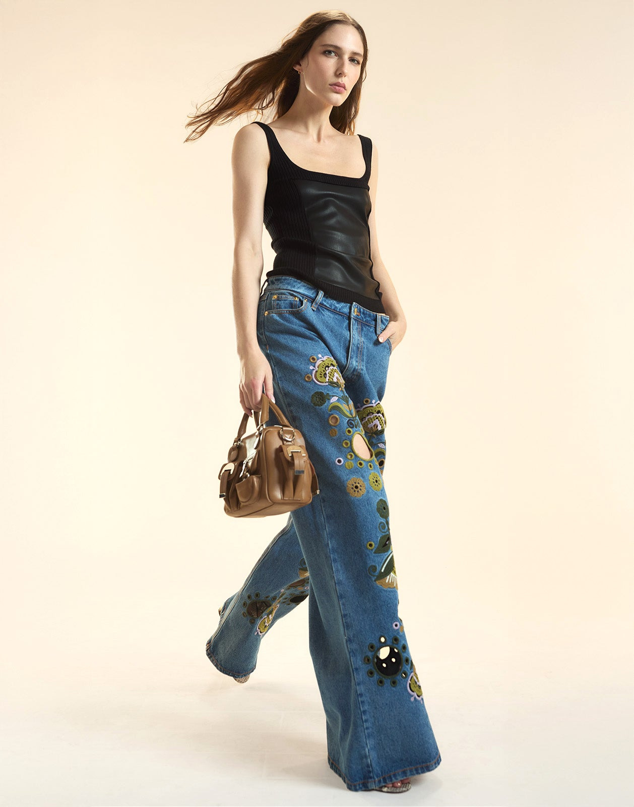 Embroidered Wide-leg Jean - 2