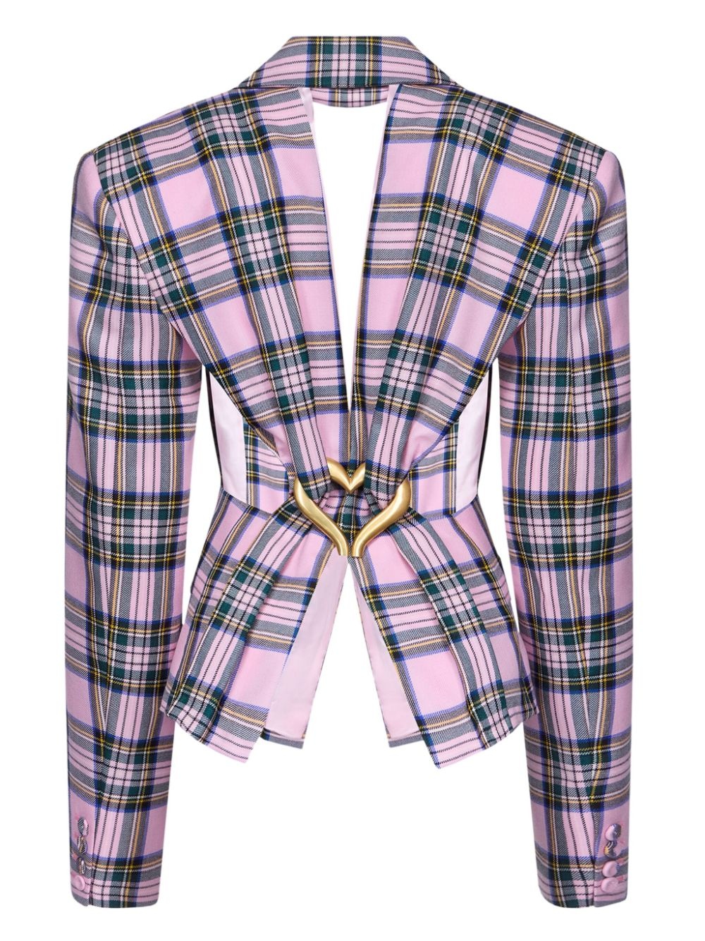 heart draped cutout checked blazer - 6