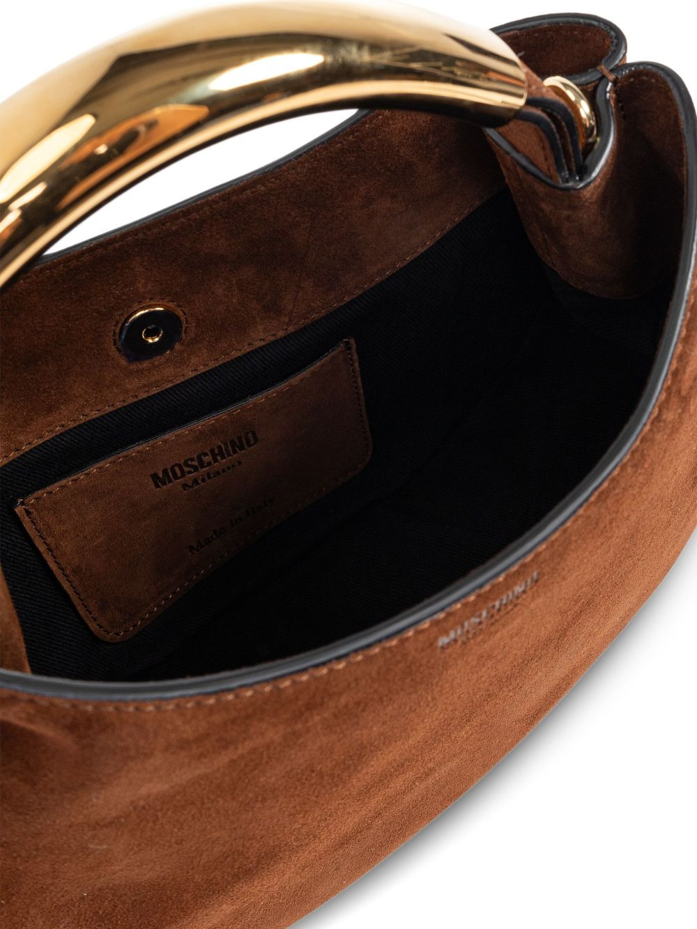curved-handle suede tote bag - 4