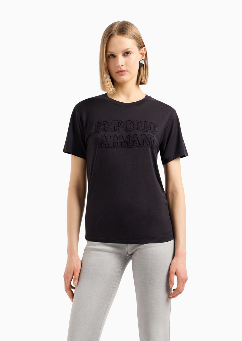ASV washed Lyocell T-shirt with devoré-effect logo 2