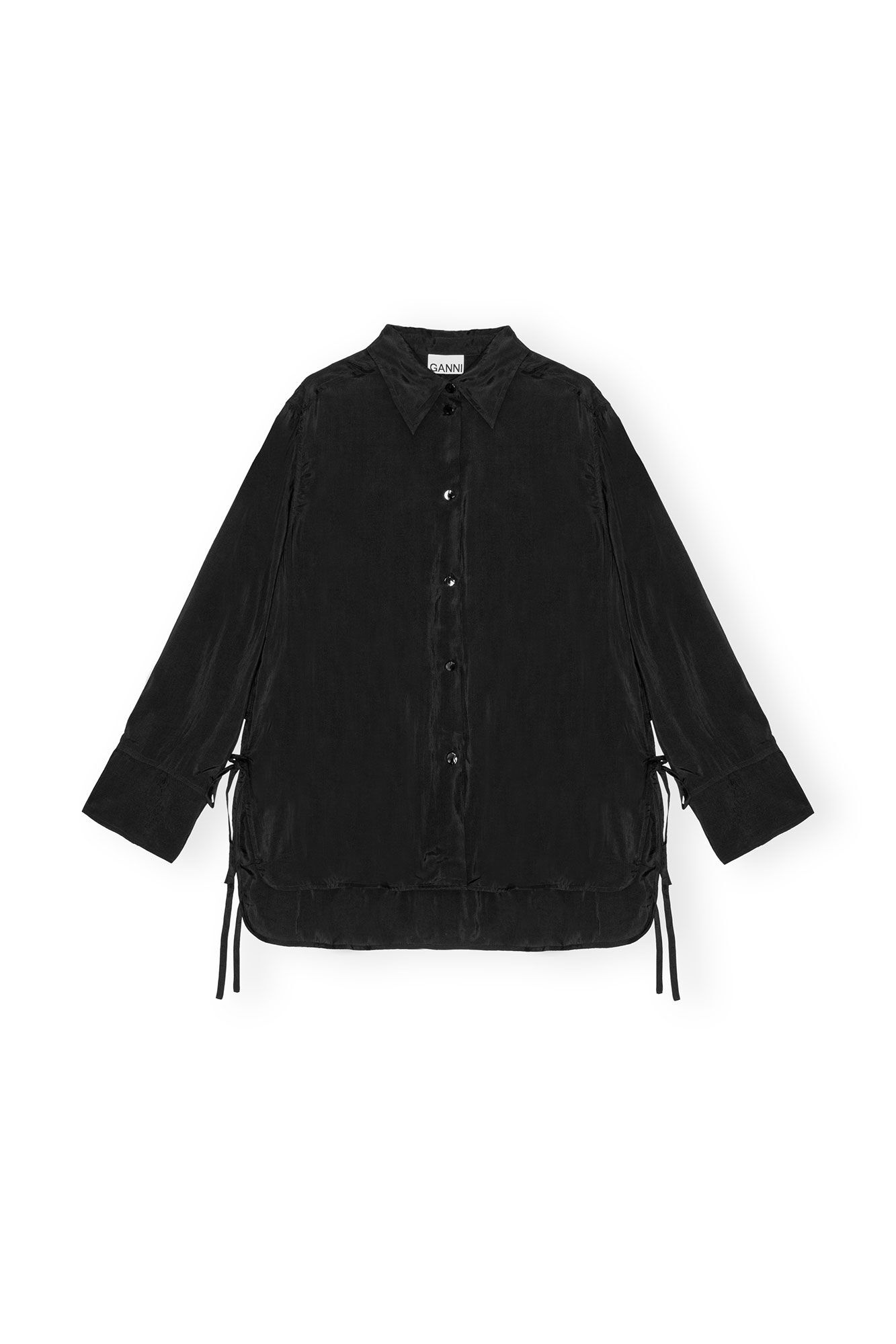 BLACK VISCOSE HABOTAI OVERSIZED SHIRT - 1