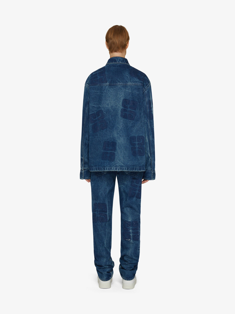 STRAIGHT FIT JEANS IN MARBLED DENIM WITH REMOVED PATCHES 4