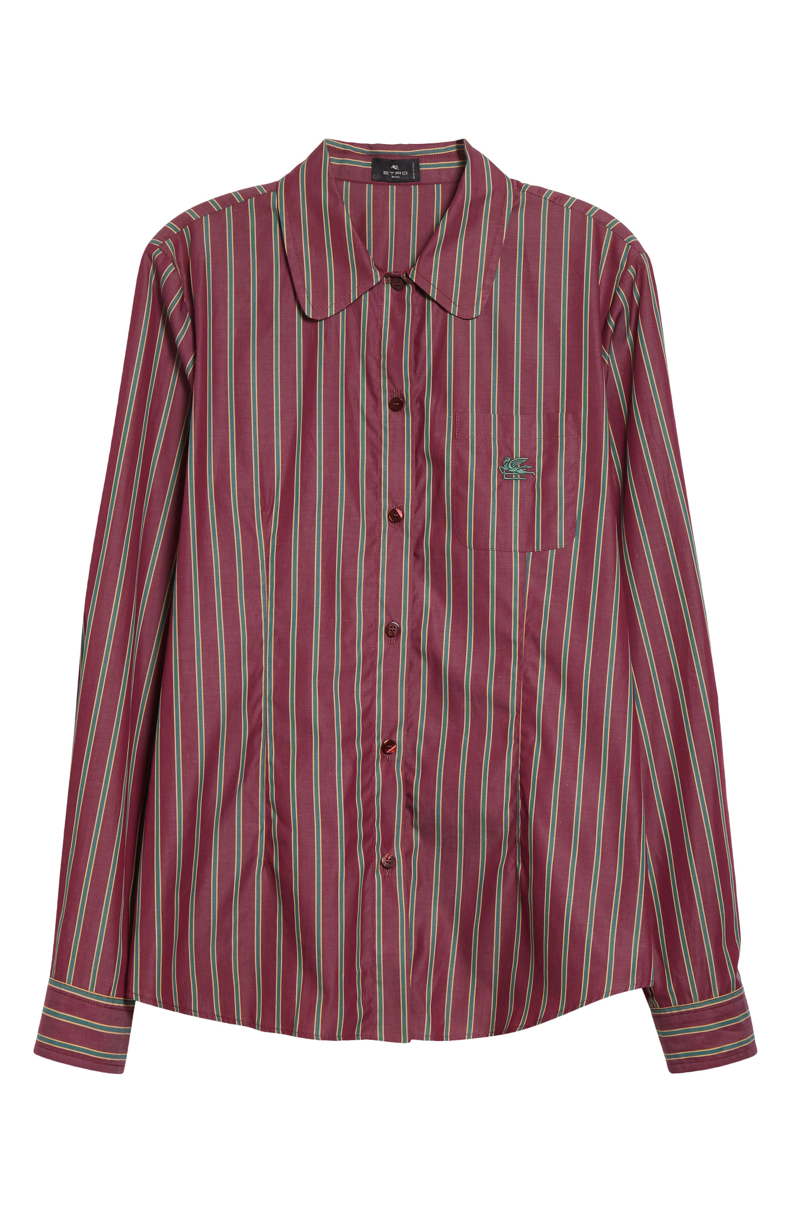 Etro Stripe Cotton Button-Up Shirt in Multicolor Bordeaux Base at Nordstrom - 5