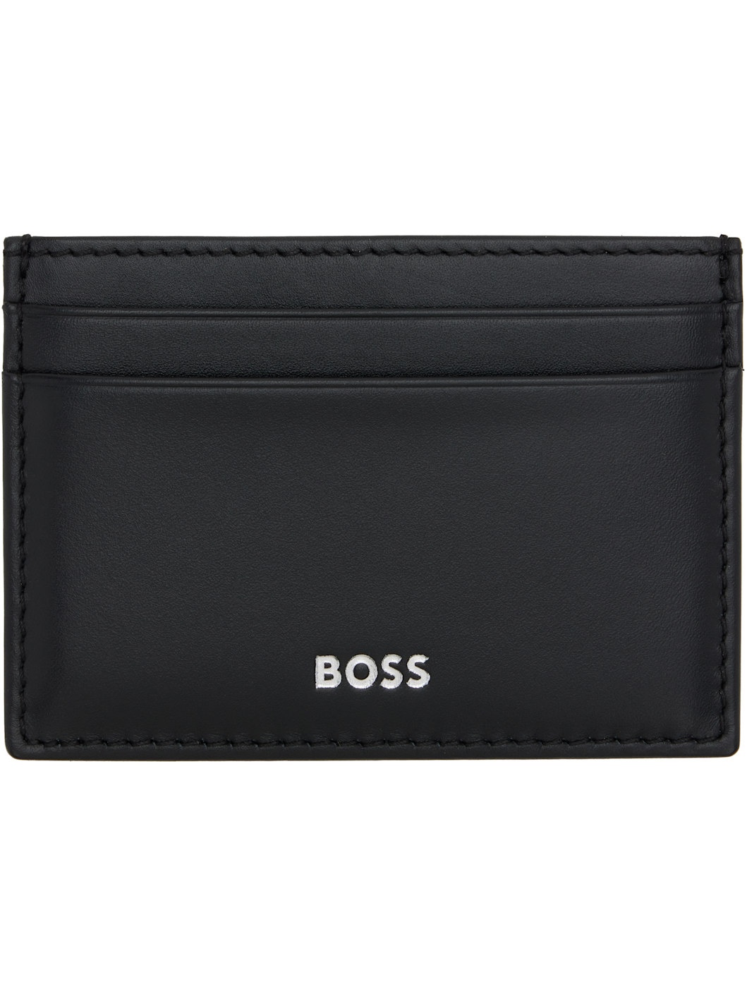 Black Buffed Leather Card Holder - 1