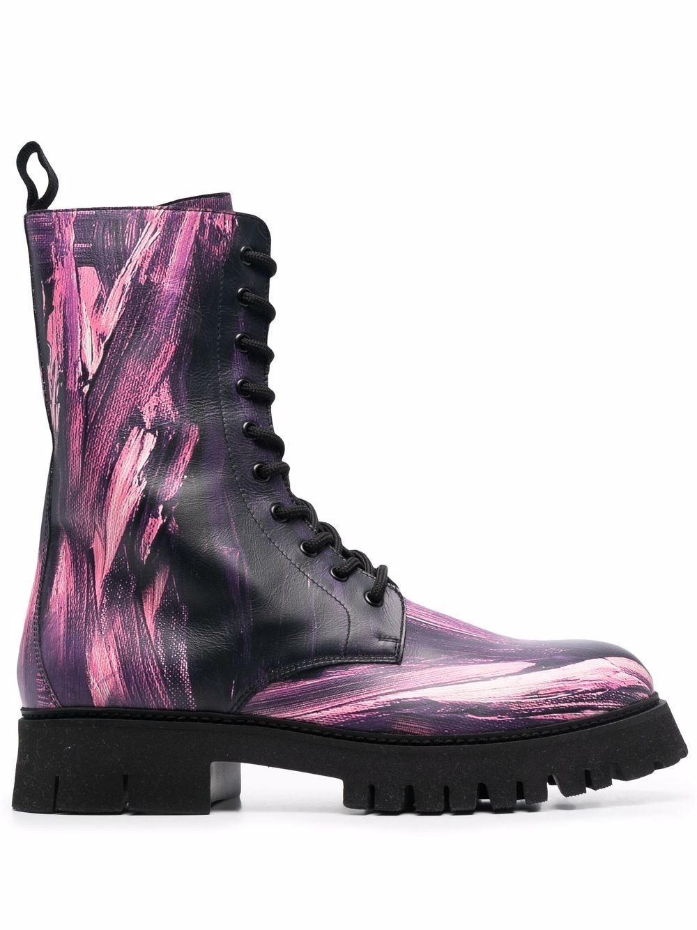 paint-splatter combat boots - 1