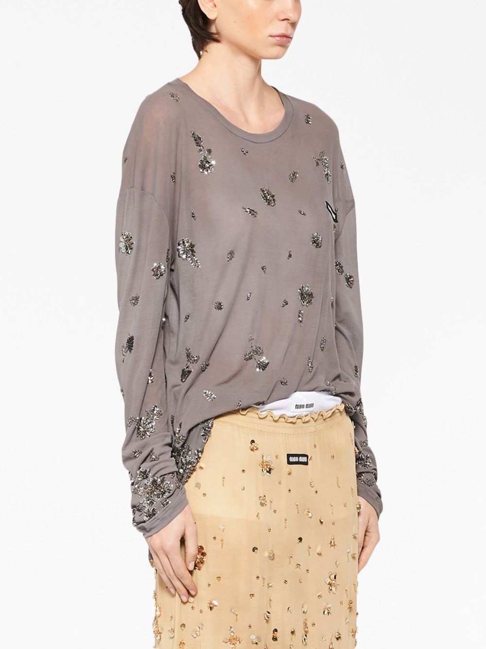 sequin-embellished jersey dress - 3