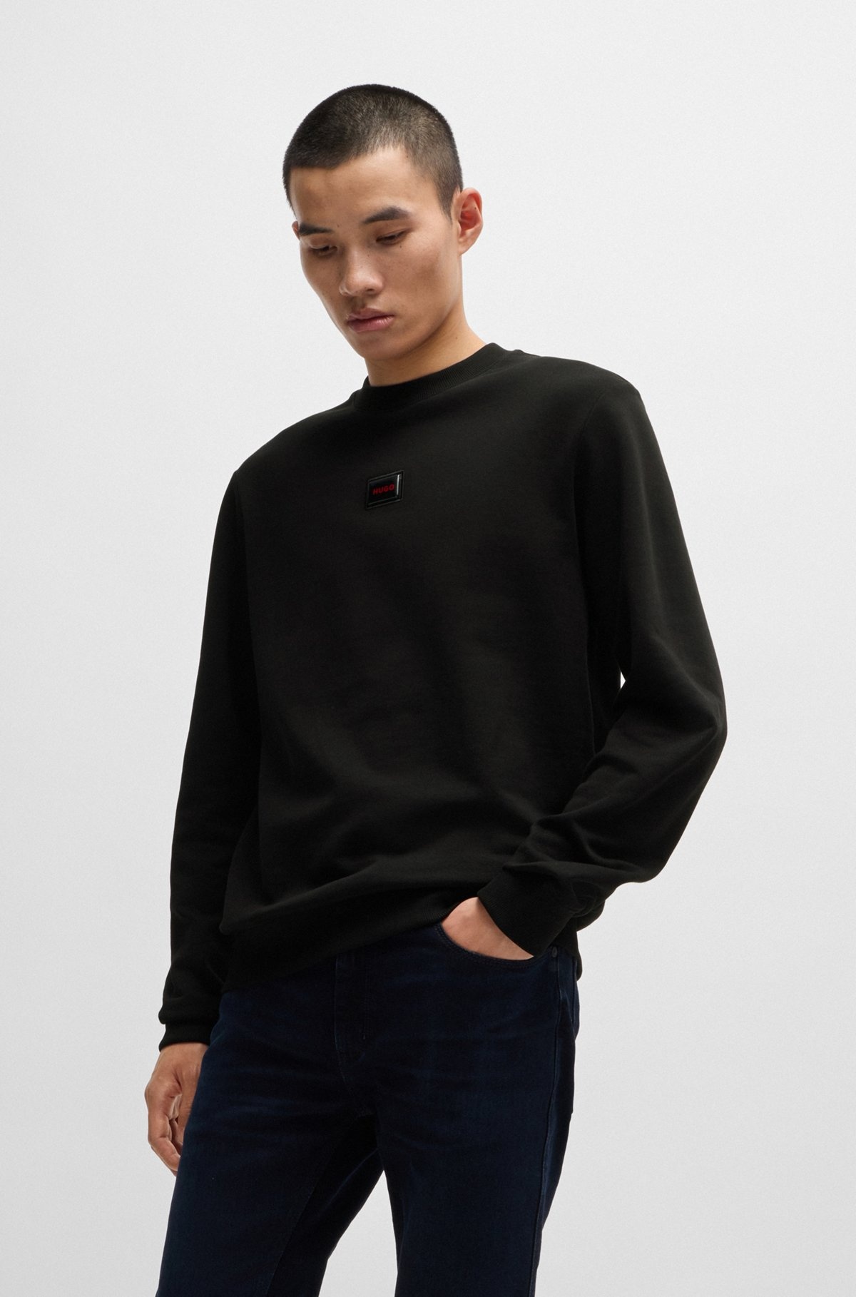 COTTON-TERRY REGULAR-FIT SWEATSHIRT WITH LOGO TRIM - 2