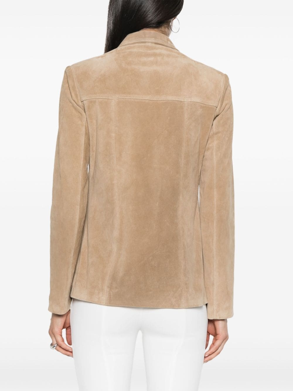 suede single-breasted jacket - 4