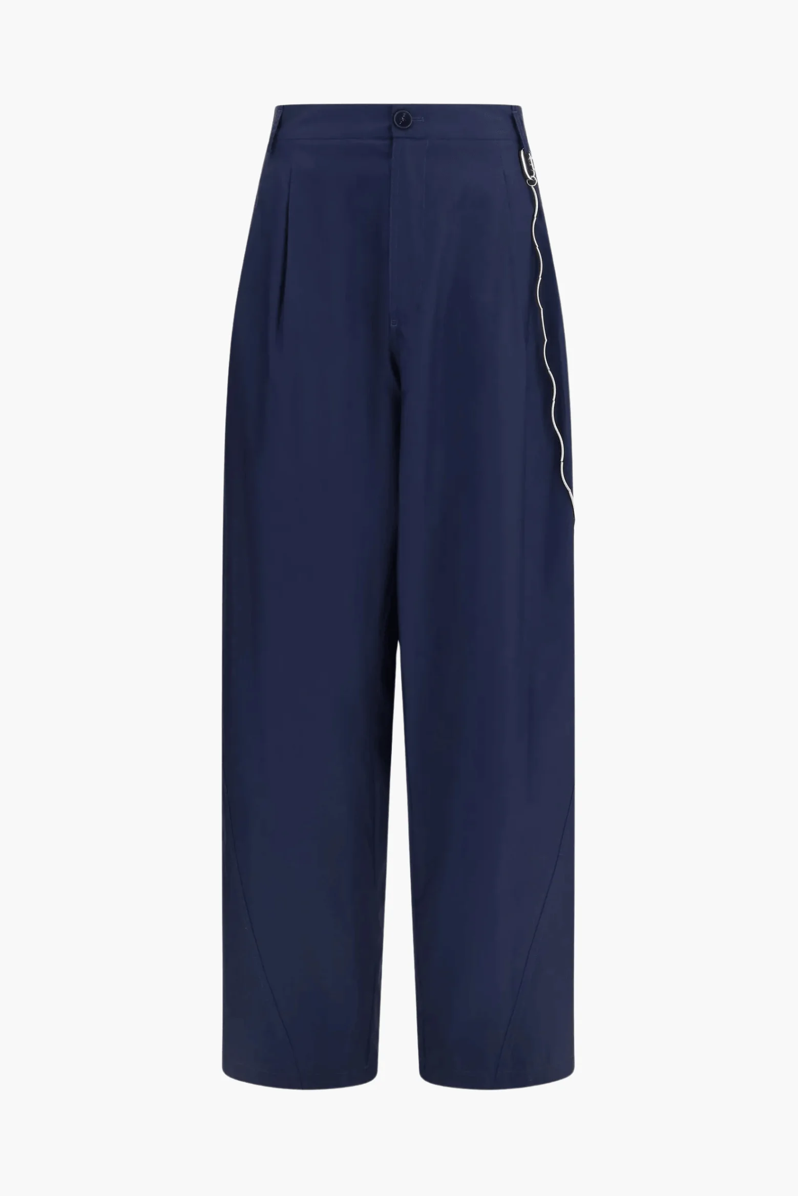 PHEBE - CHAIN ADORNED LIGHT COTTON POPELINE WIDE-LEG PANTS - 1