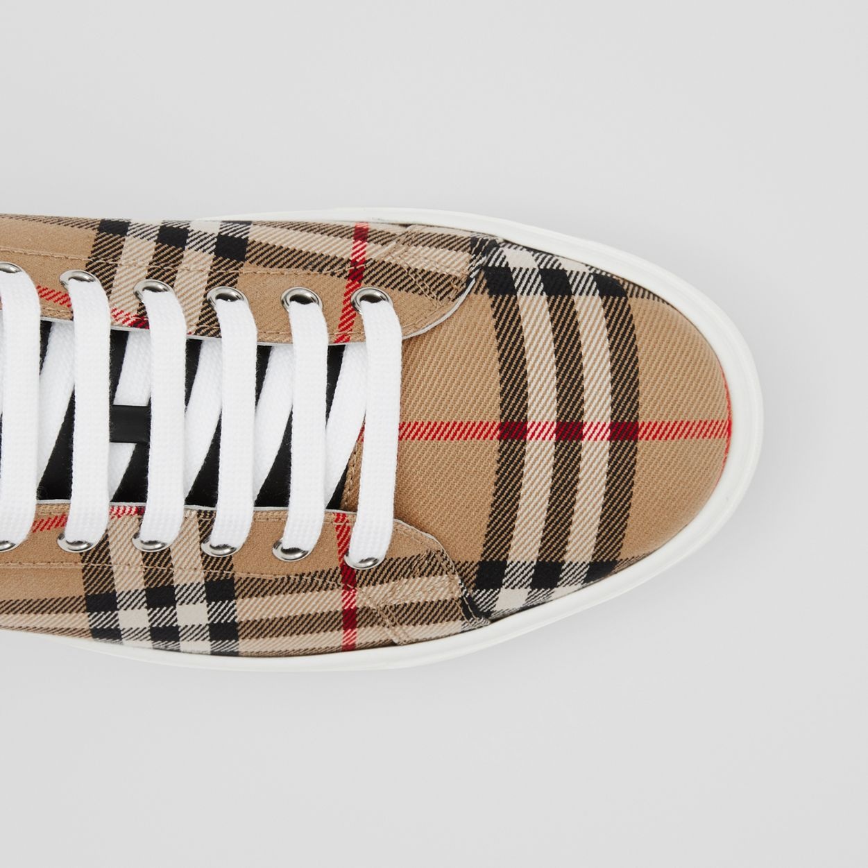 Bio-based Sole Vintage Check and Leather Sneakers - 3