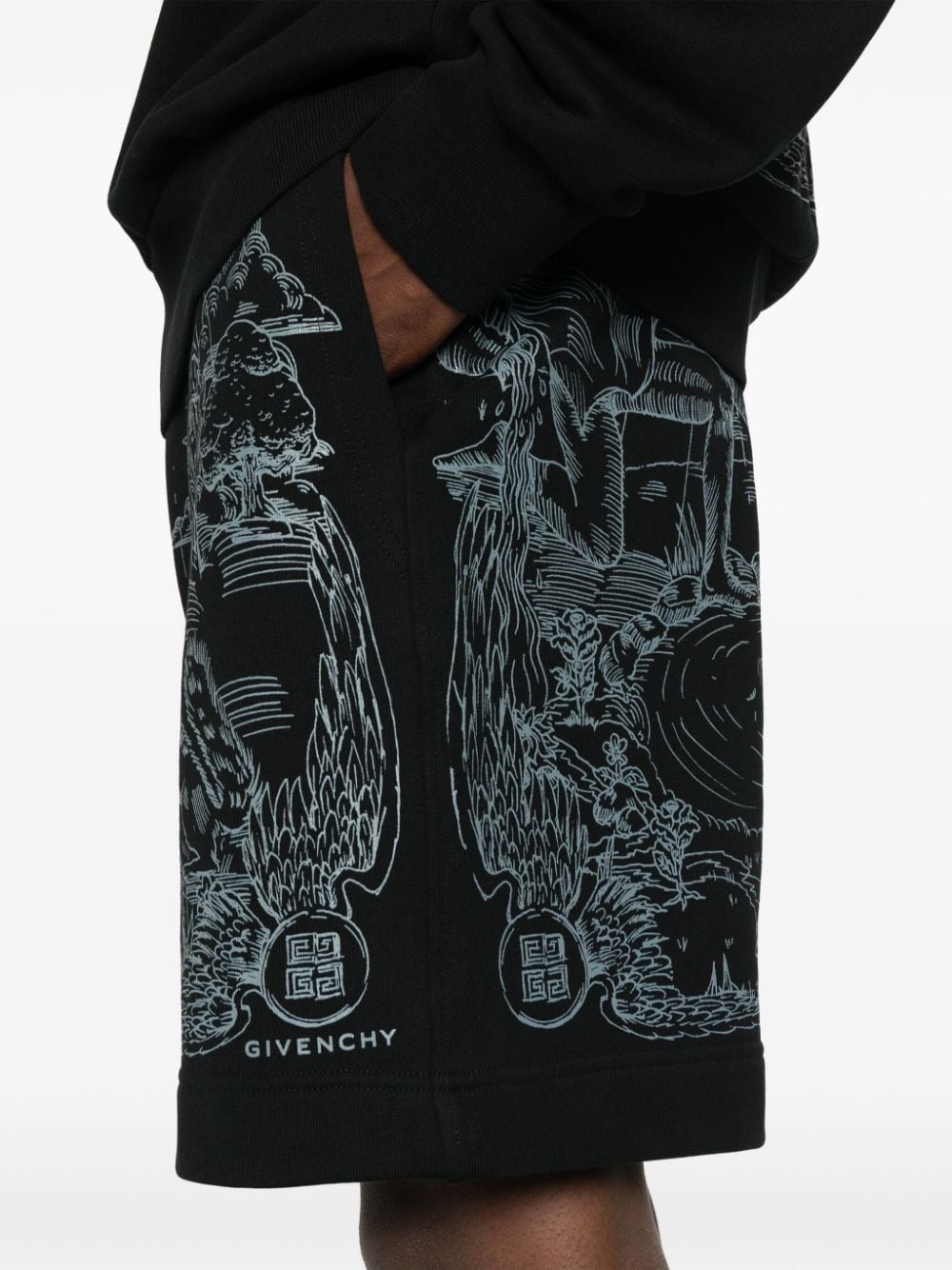 sketch-print cotton track shorts - 5