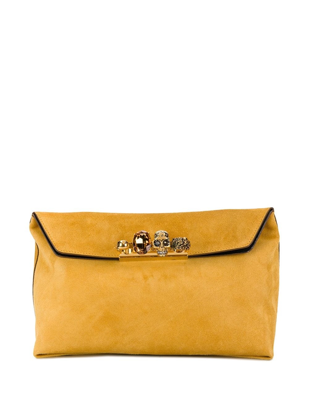 four-ring suede clutch bag - 1