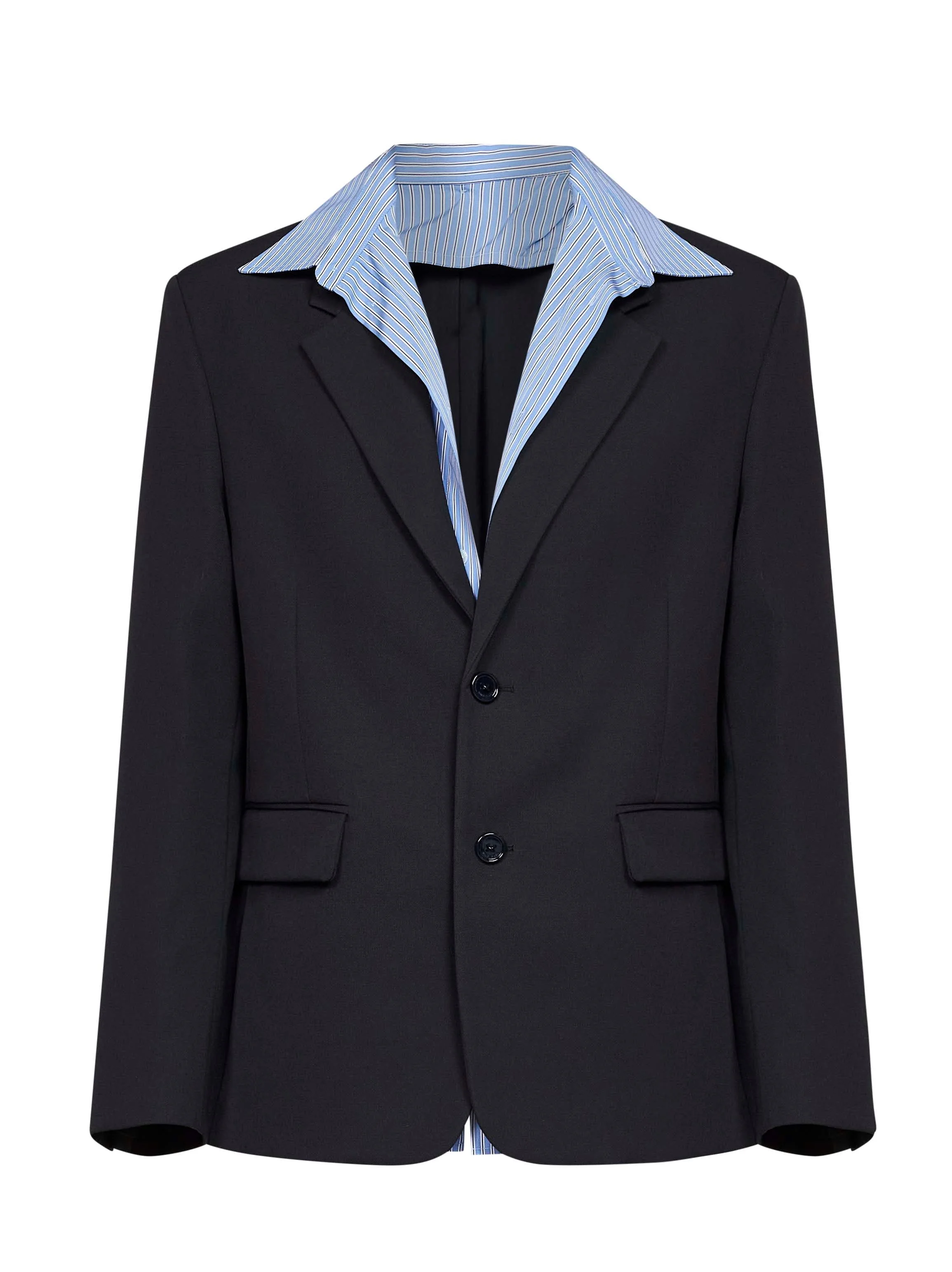 Dark navy wool twill Hybrid Shirt Jacket - 1