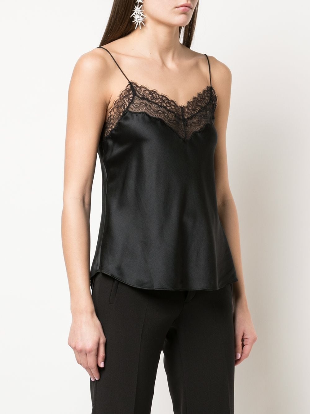 silk lace trim camisole - 3