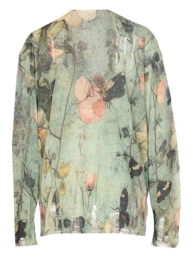 R13 floral-print distressed cardigan outlook