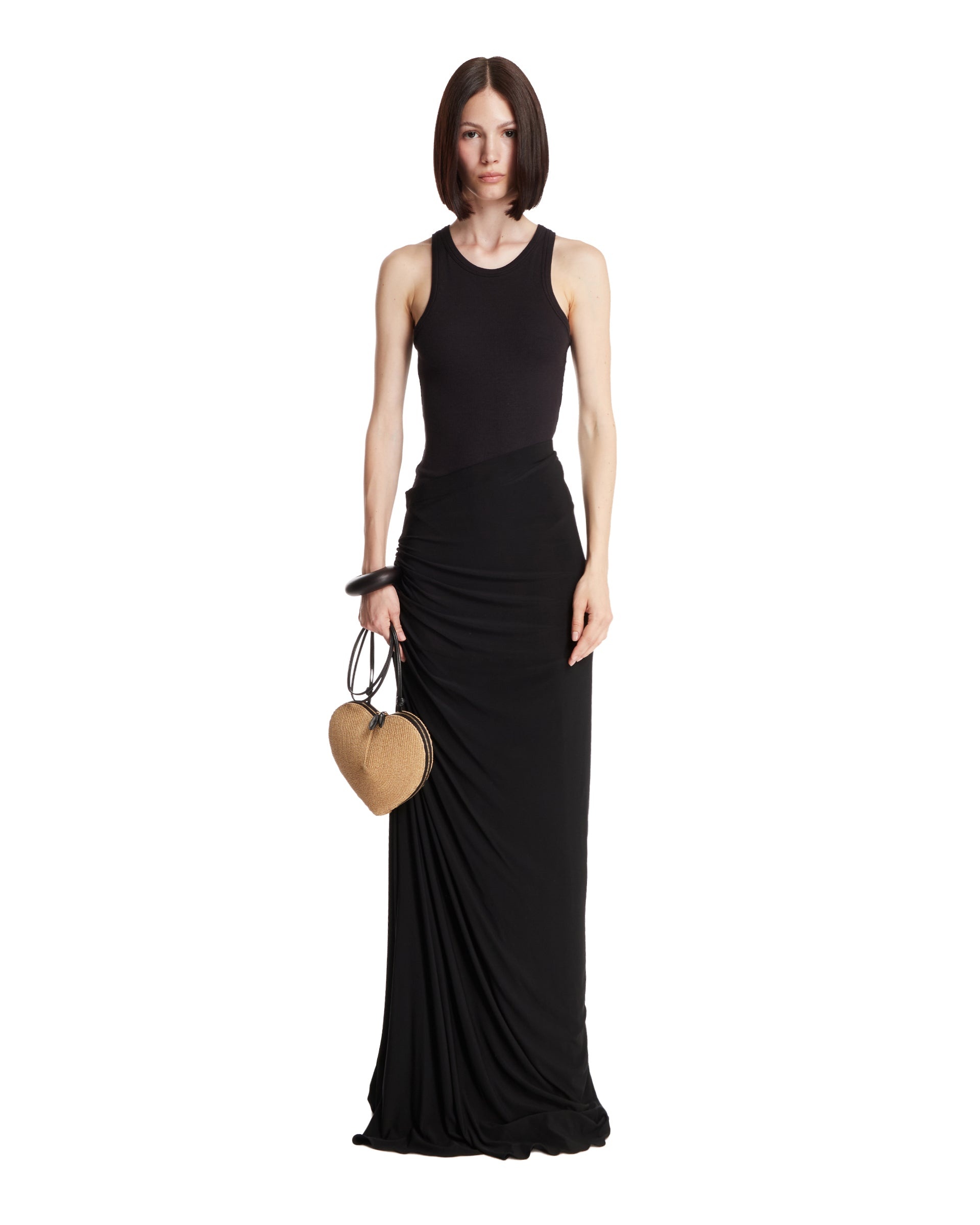 Black Draped Maxi Skirt - 2