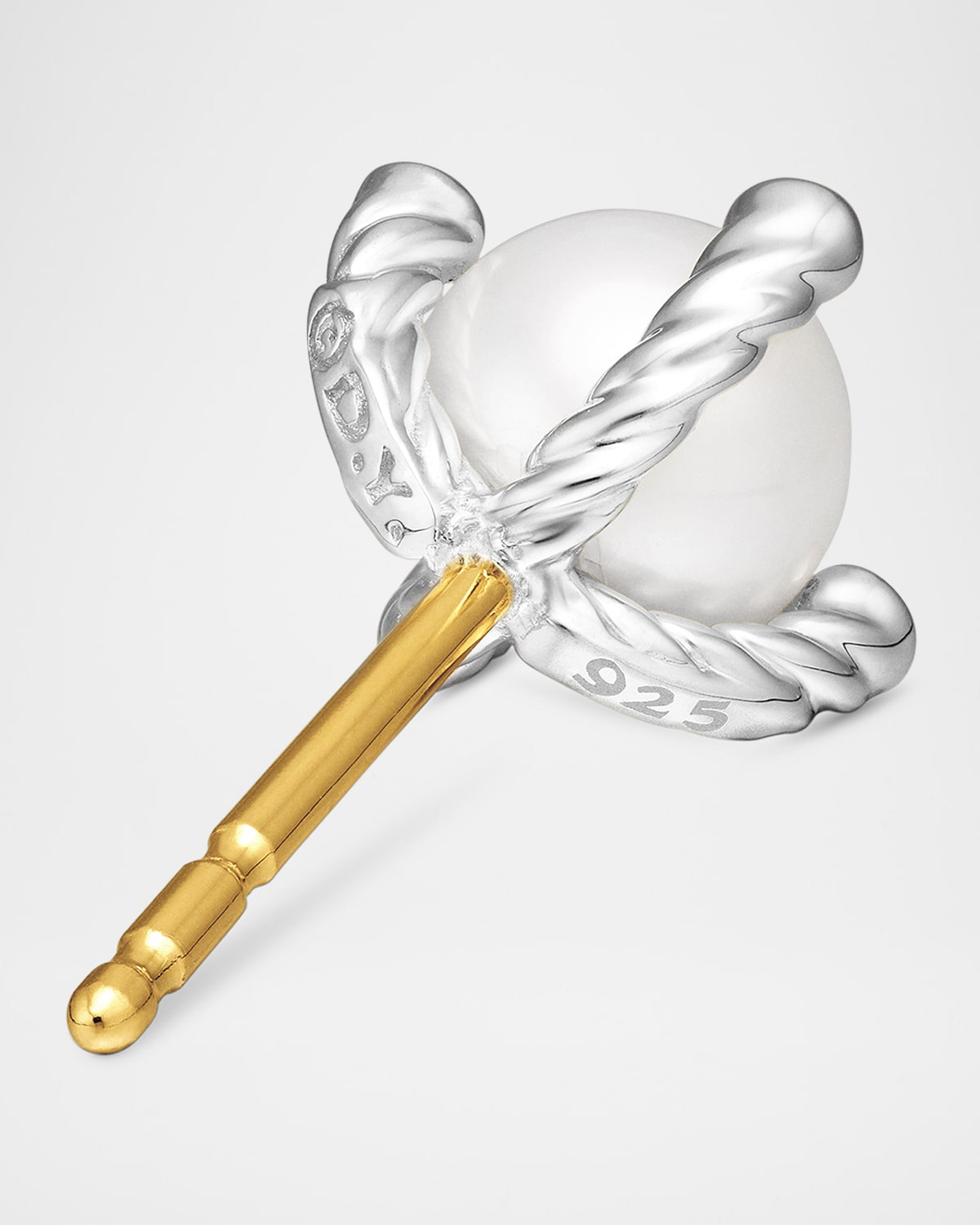 Cable Collectibles Pearl Earrings with Diamonds and Silver, 7mm - 6