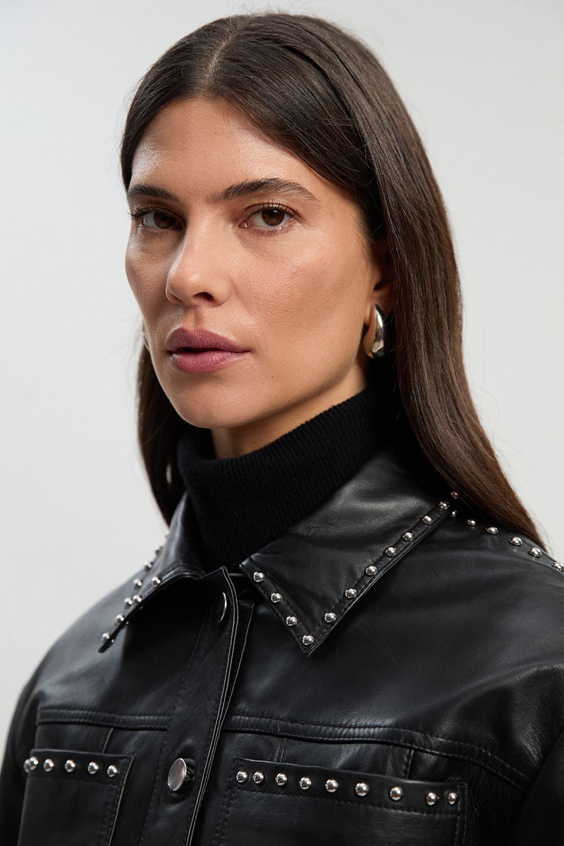 Studded Leather Tailored Jacket 3