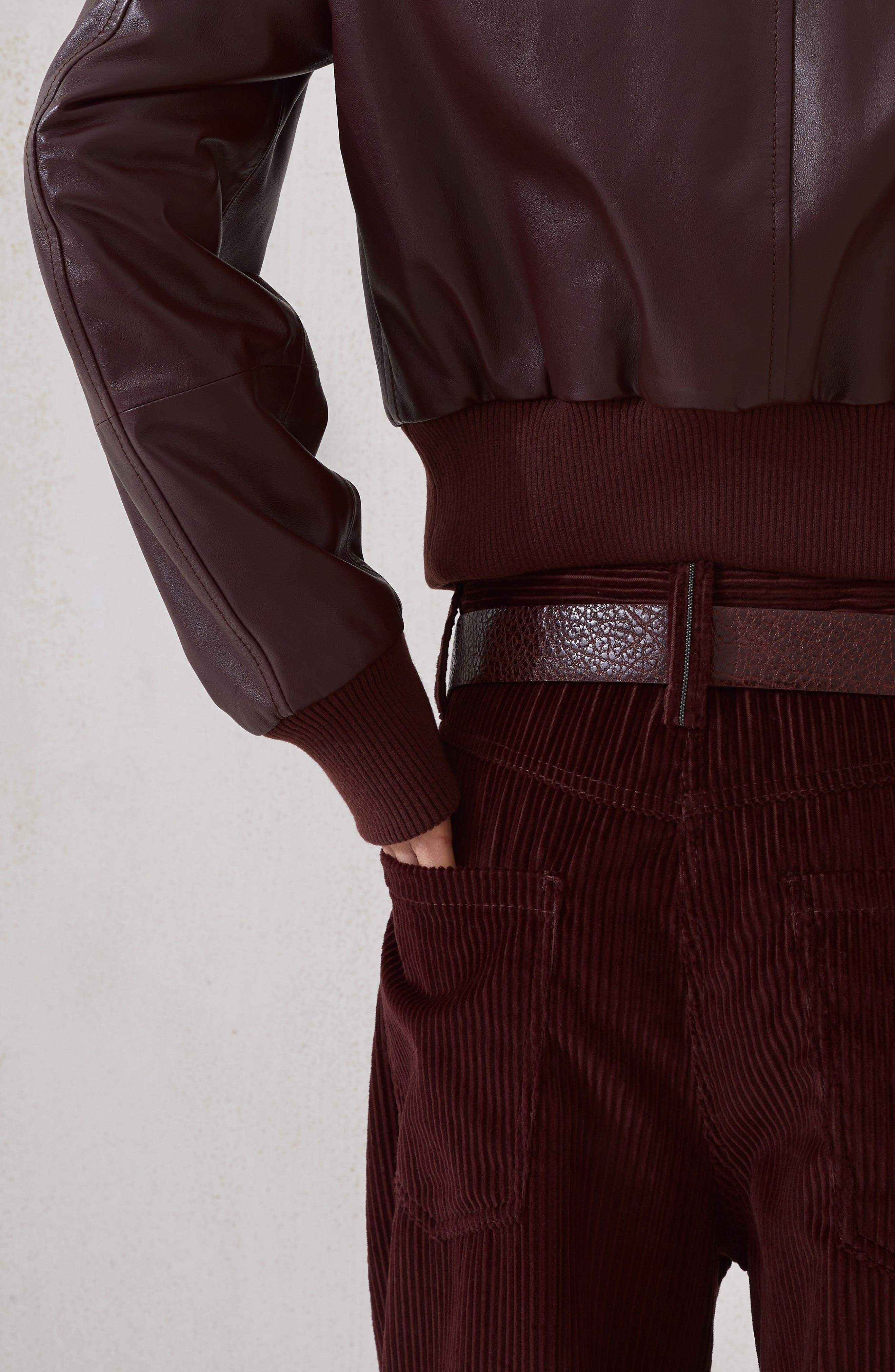 Brunello Cucinelli Straight five-pocket trousers in Burgundy at Nordstrom - 4