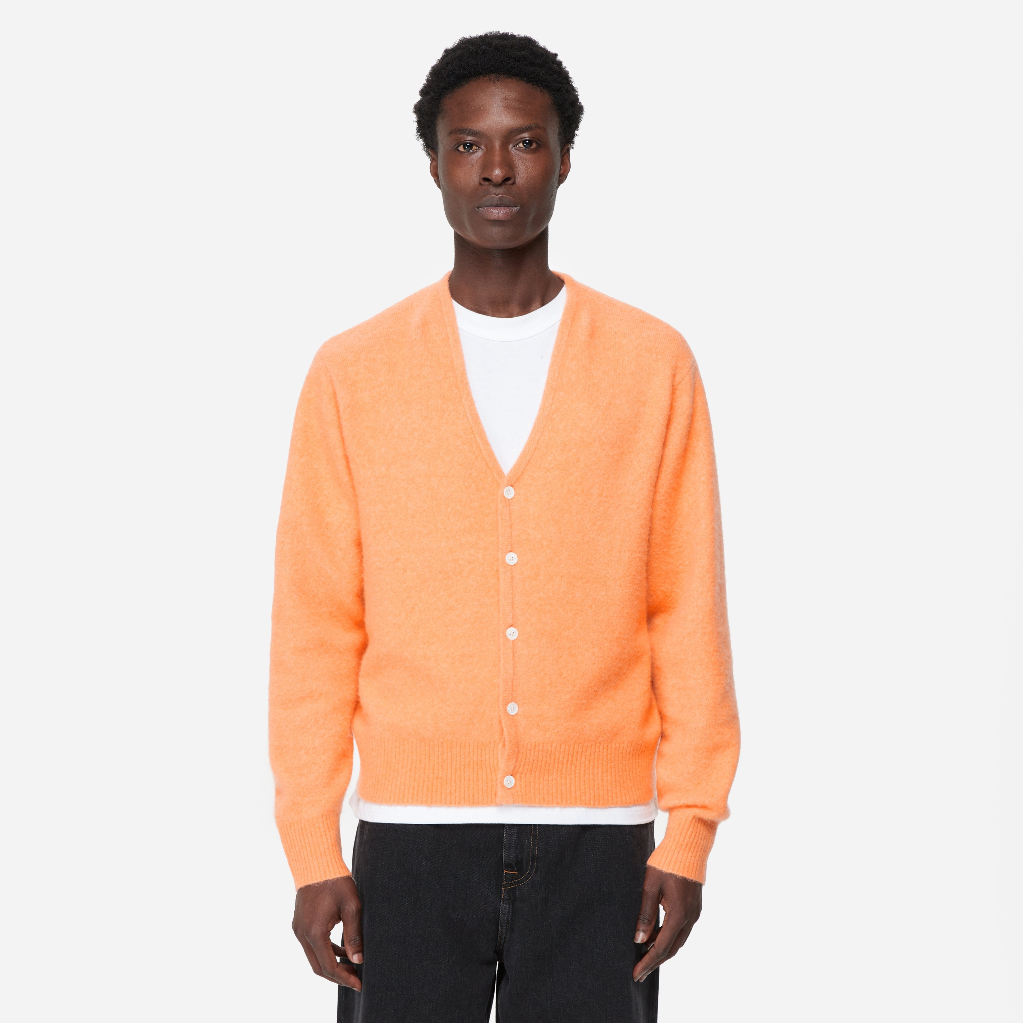 トップス STUSSY Brushed stussy cardigan USA Stüssy Brushed Cardigan Charcoal