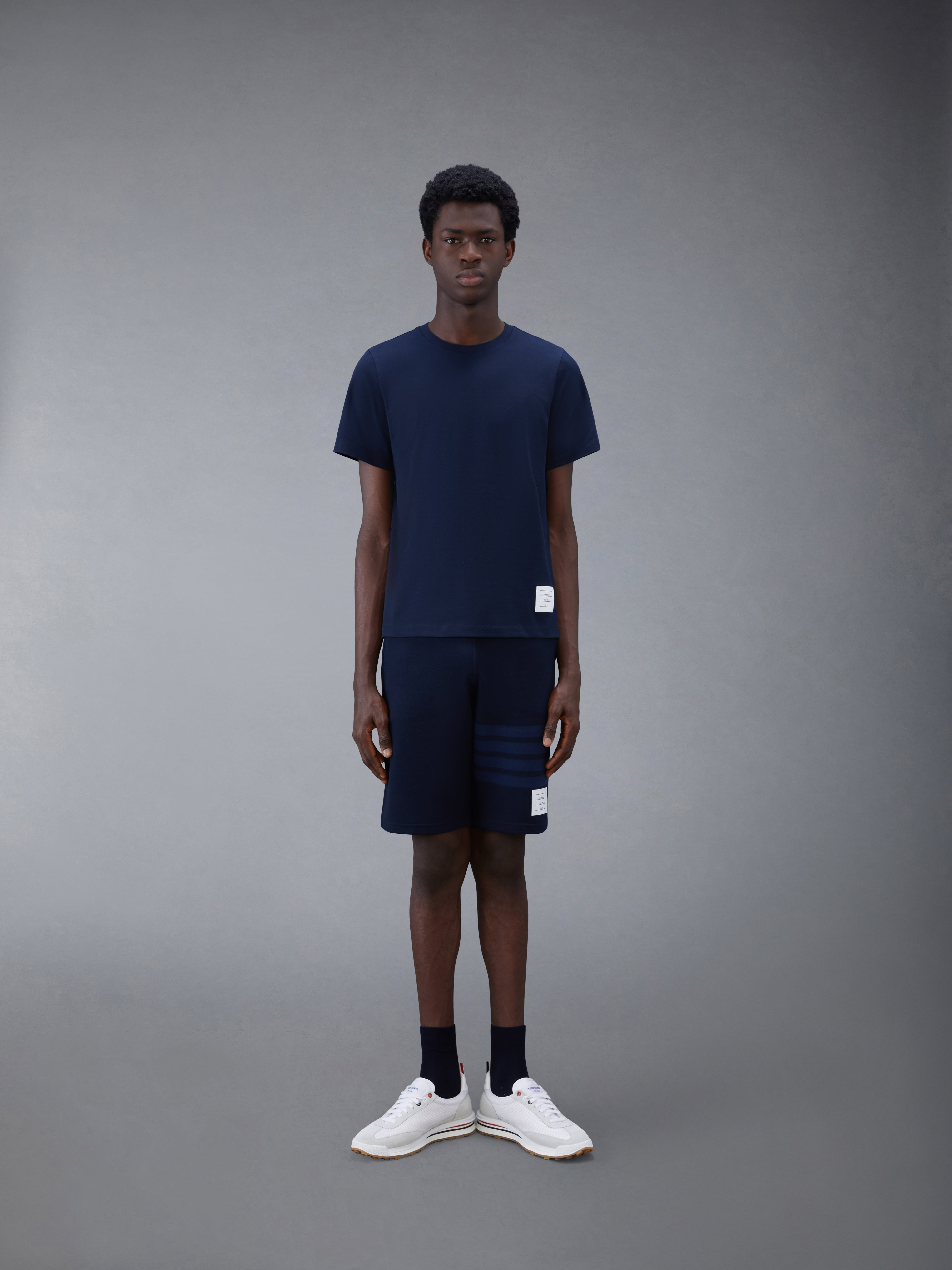 Navy Medium Weight Jersey Side Slit Relaxed Fit Tee - 3