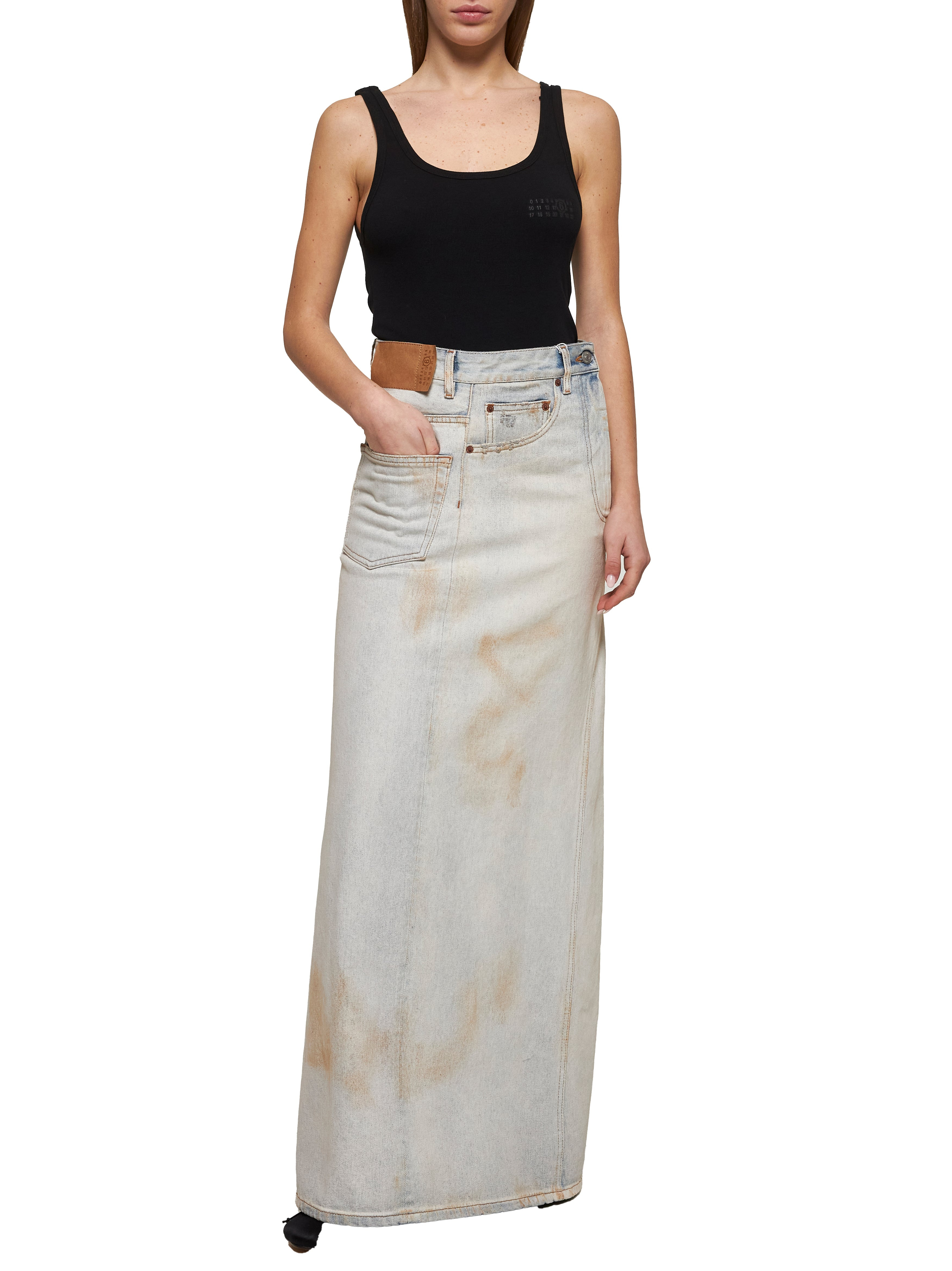 Light blue denim maxi skirt - 2