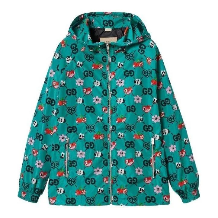 (WMNS) Gucci GG Symbols Print Hooded Jacket 'Bright Blue Multicolor' 781446-ZAQFA-4137 - 1