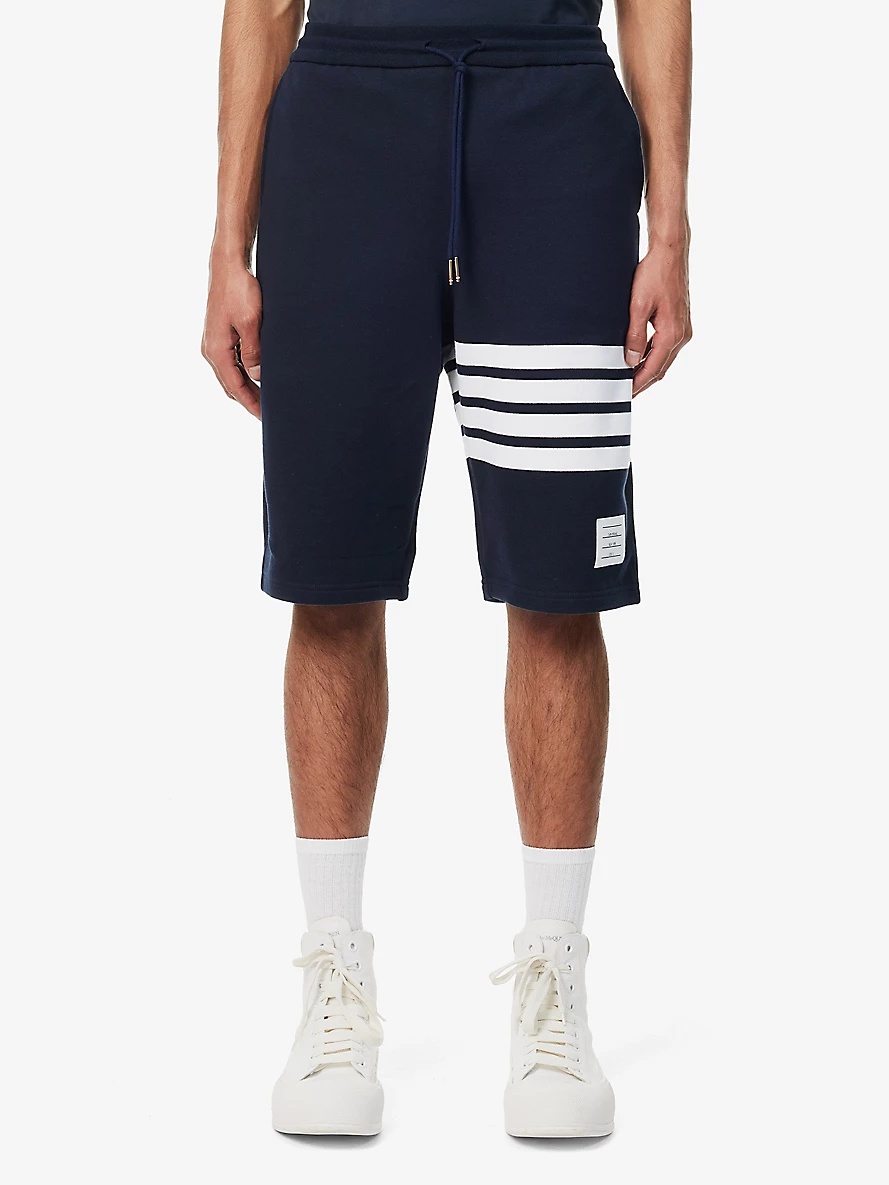 Four-bar brand-patch regular-fit cotton-jersey shorts - 3