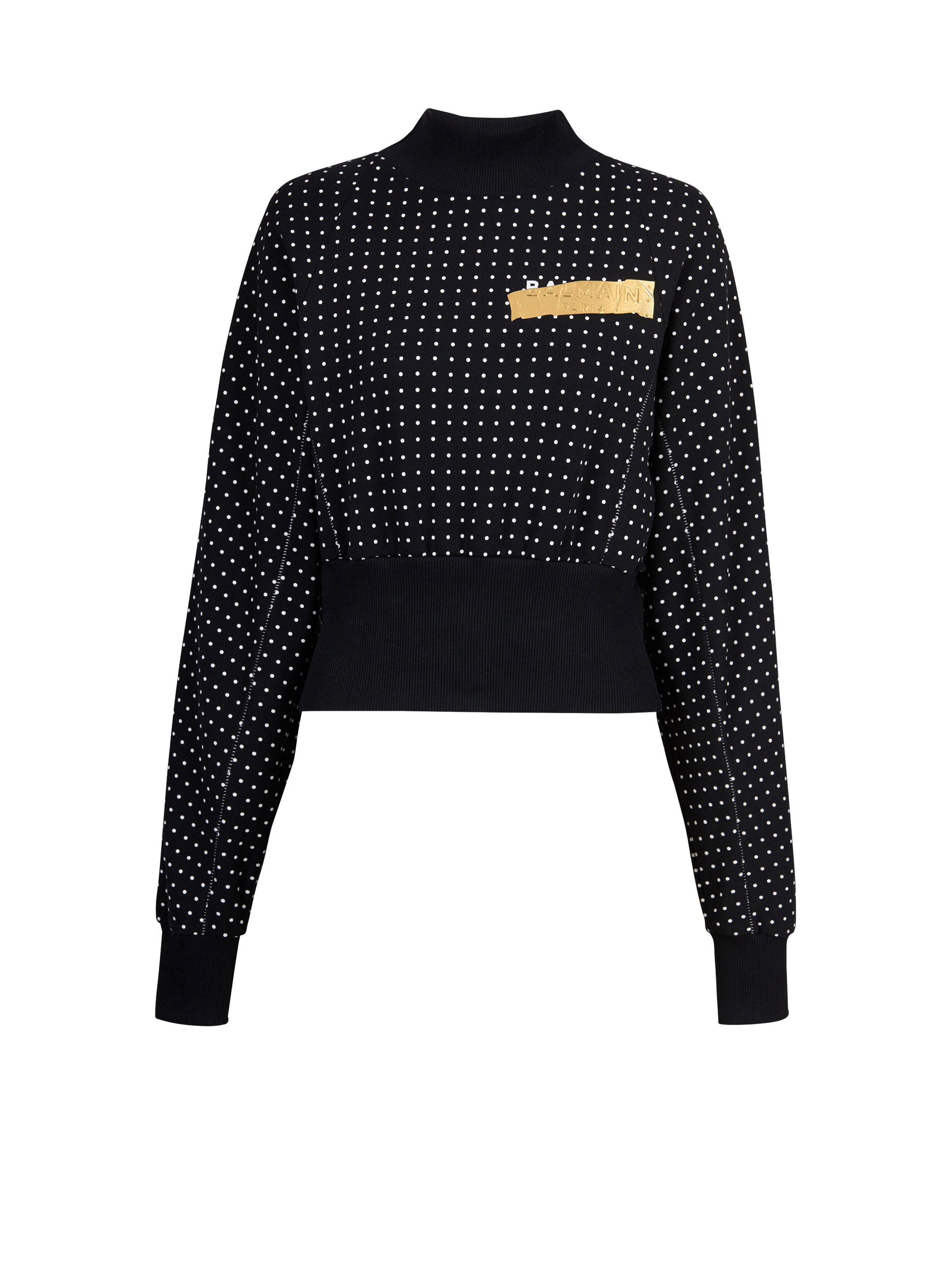 Cotton sweatshirt with printed dots and Balmain logo - 1
