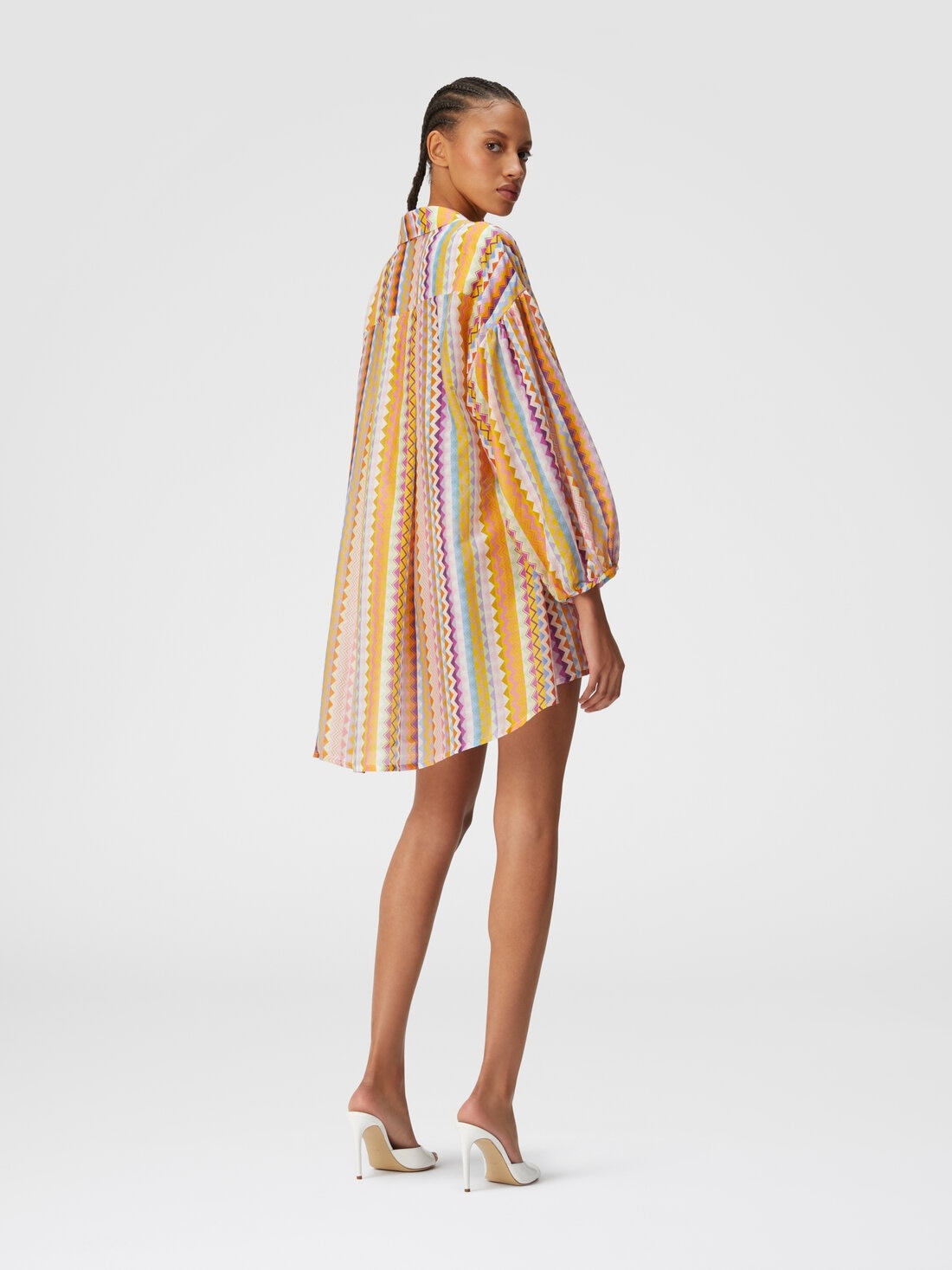 Silk and cotton oversize blouse with zigzag print - 3