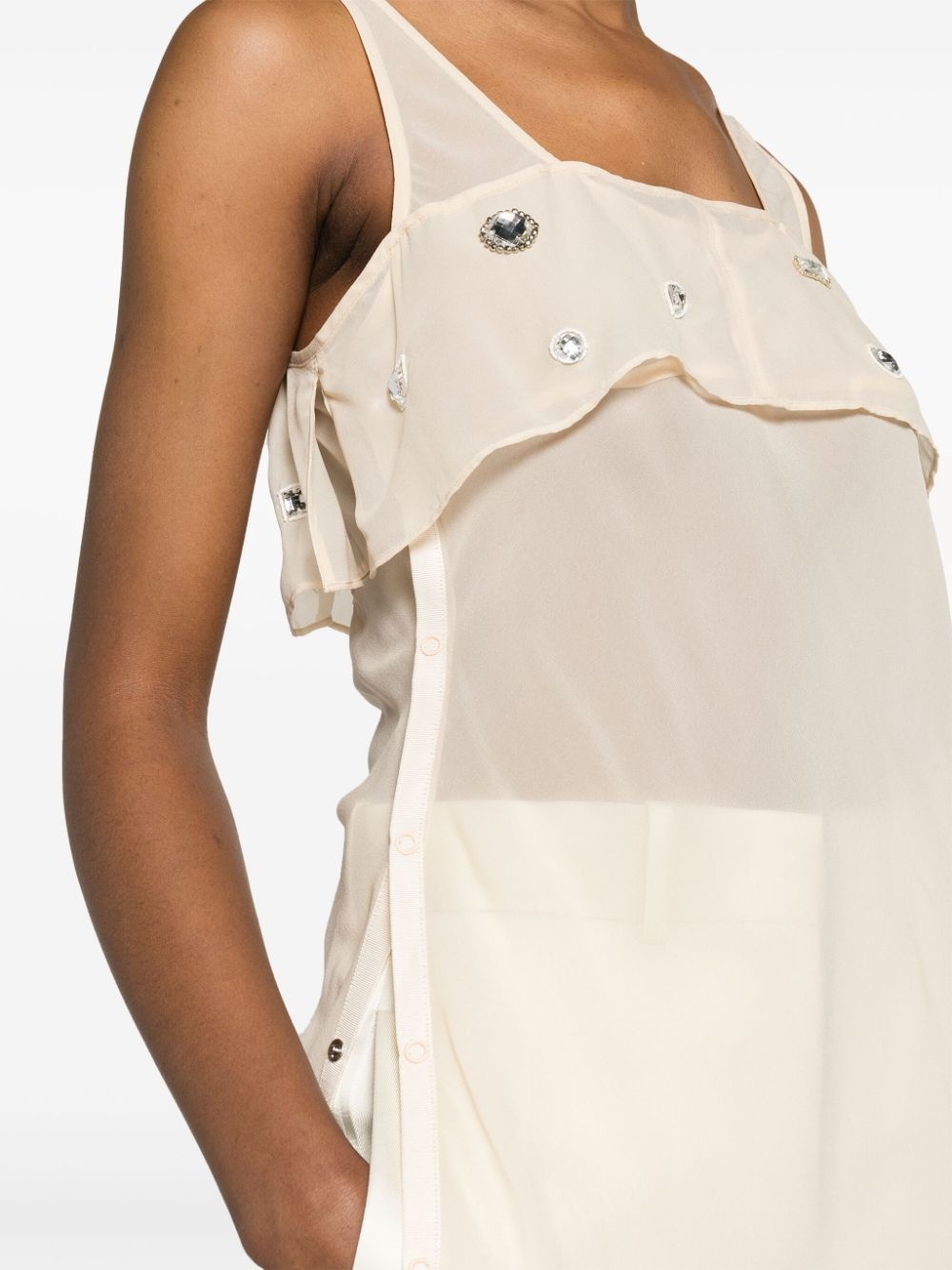 crystal-embellished sheer tank top - 8