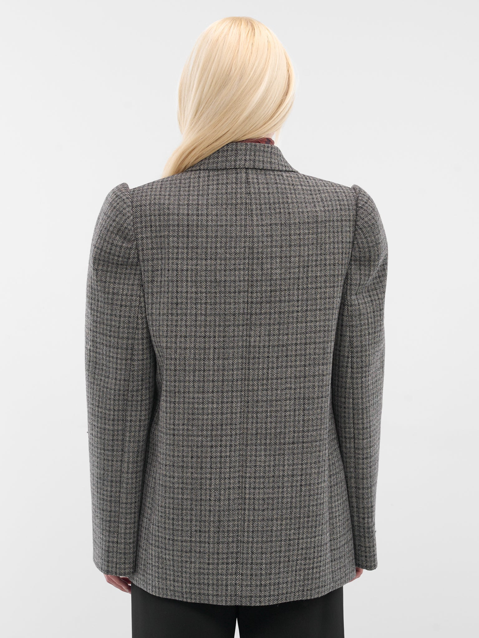 Gray Check Double-Breasted Blazer - 3