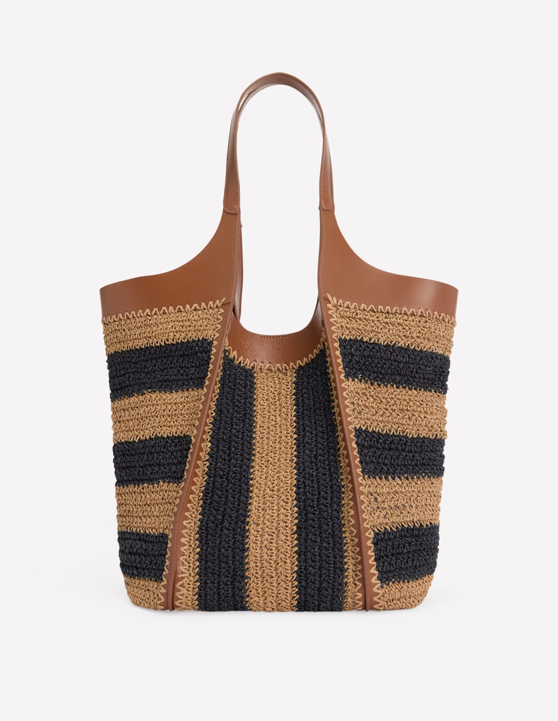 Straw Tote-Navy/Natural Stripe 1