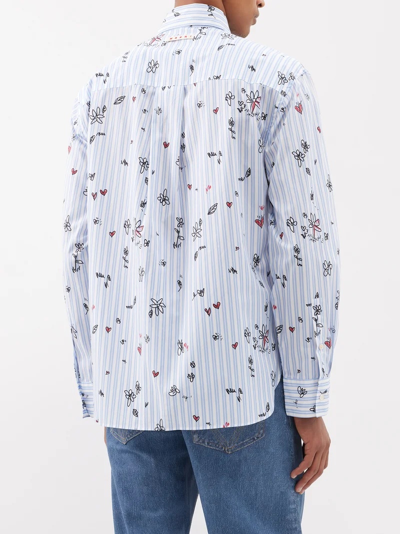 Magic Garden-print cotton-poplin shirt - 5