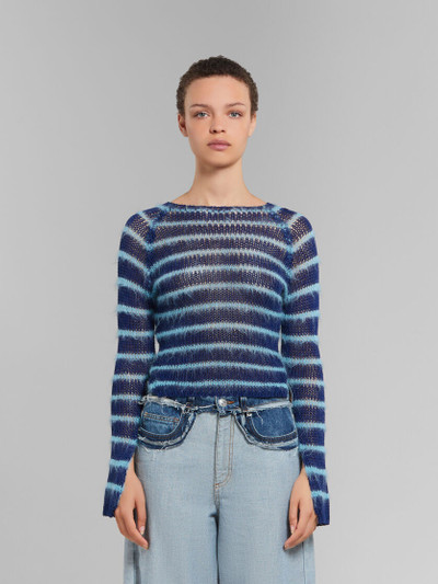 Marni BLUE BOAT-NECK JUMPER WITH MOHAIR STRIPES outlook
