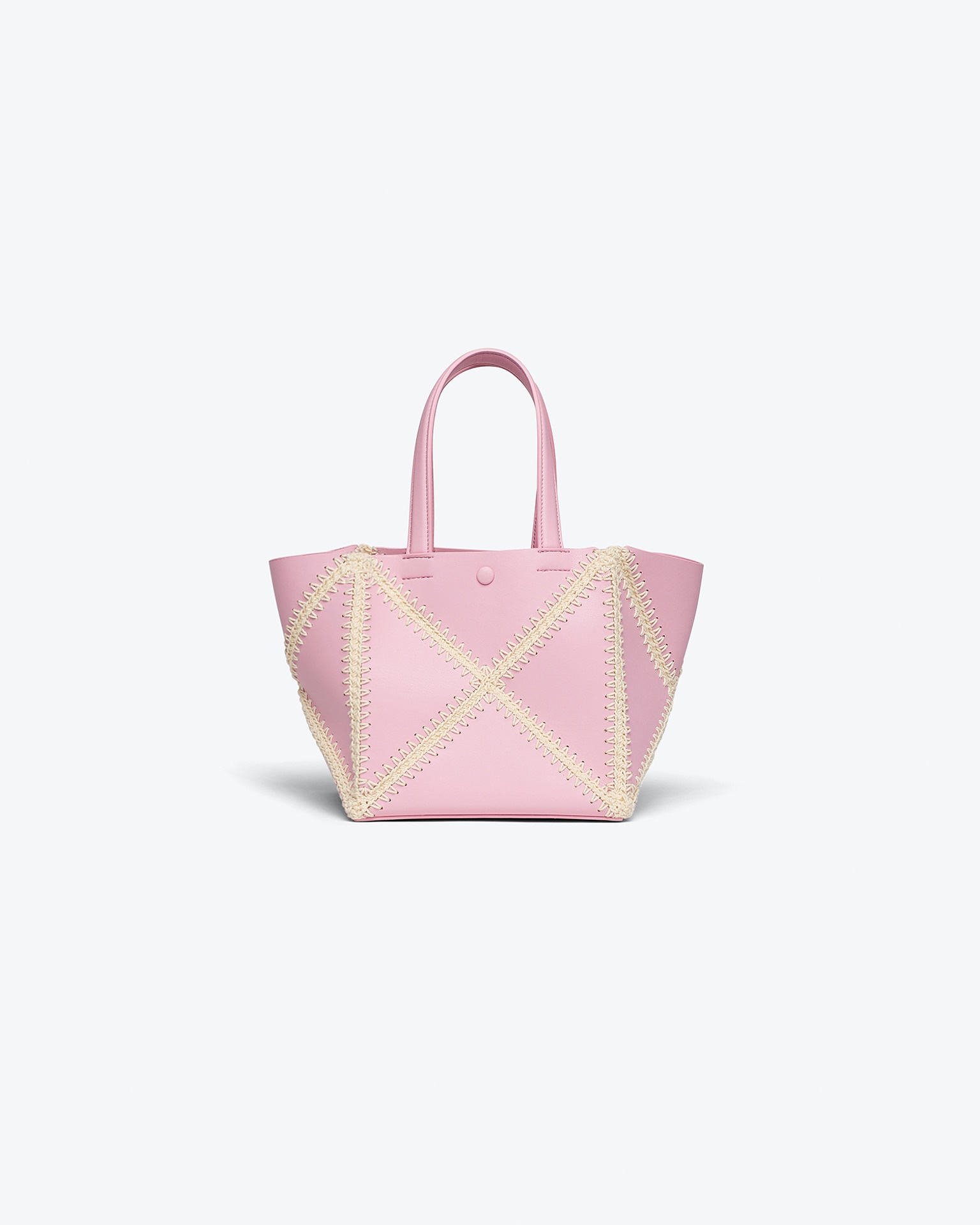 THE ORIGAMI MINI - Alt-nappa patchwork tote - Pink/creme - 3