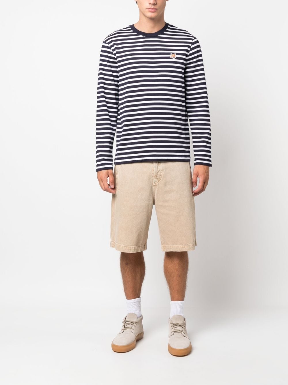 Fox-motif striped cotton T-shirt - 2