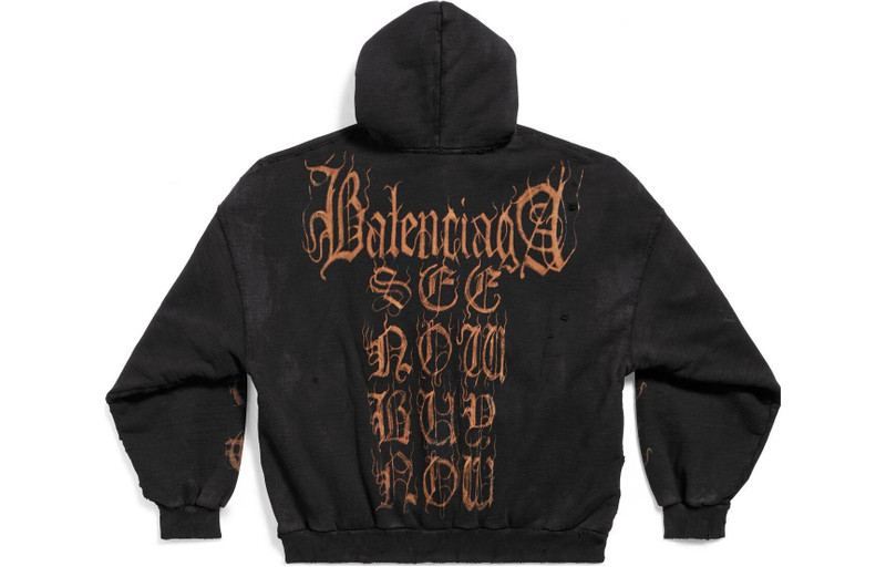BALENCIAGA Balenciaga Heavy Metal Zip-Up Hoodie Oversized 'Black Faded' 744444TOVD91055 outlook