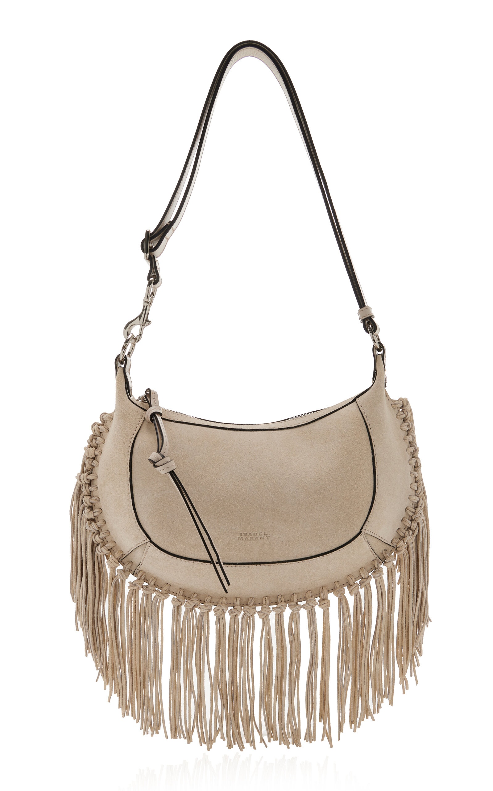 Oskan Moon Fringed Leather Shoulder Bag white - 1